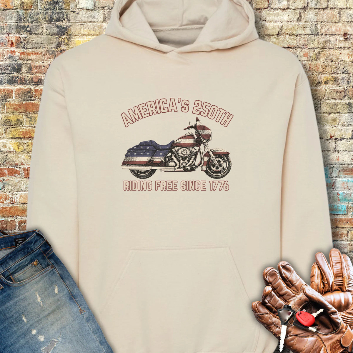 Stars & Stripes 250 Hoodie - Sand