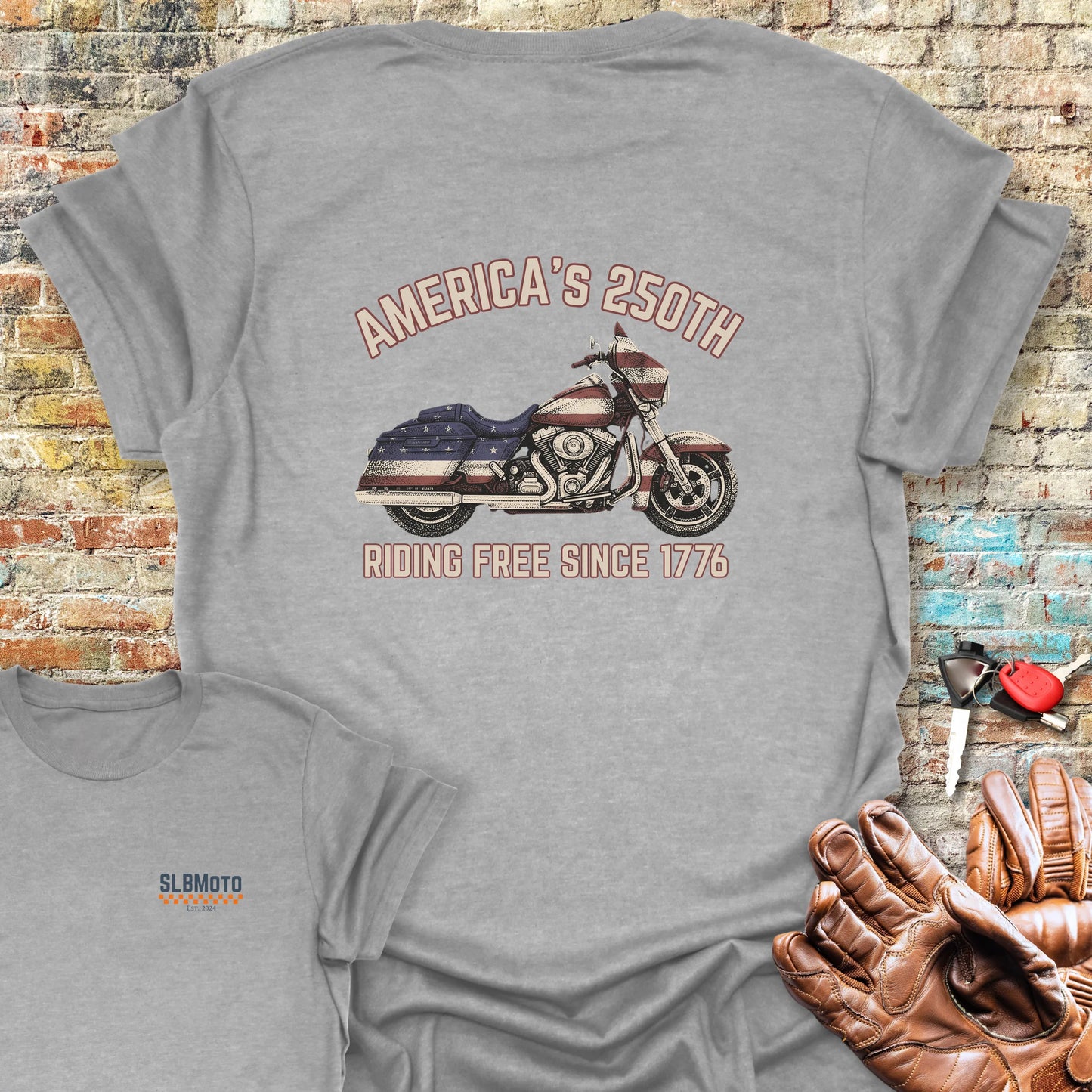 Stars & Stripes 250 Back Print T-Shirt - Sport Grey