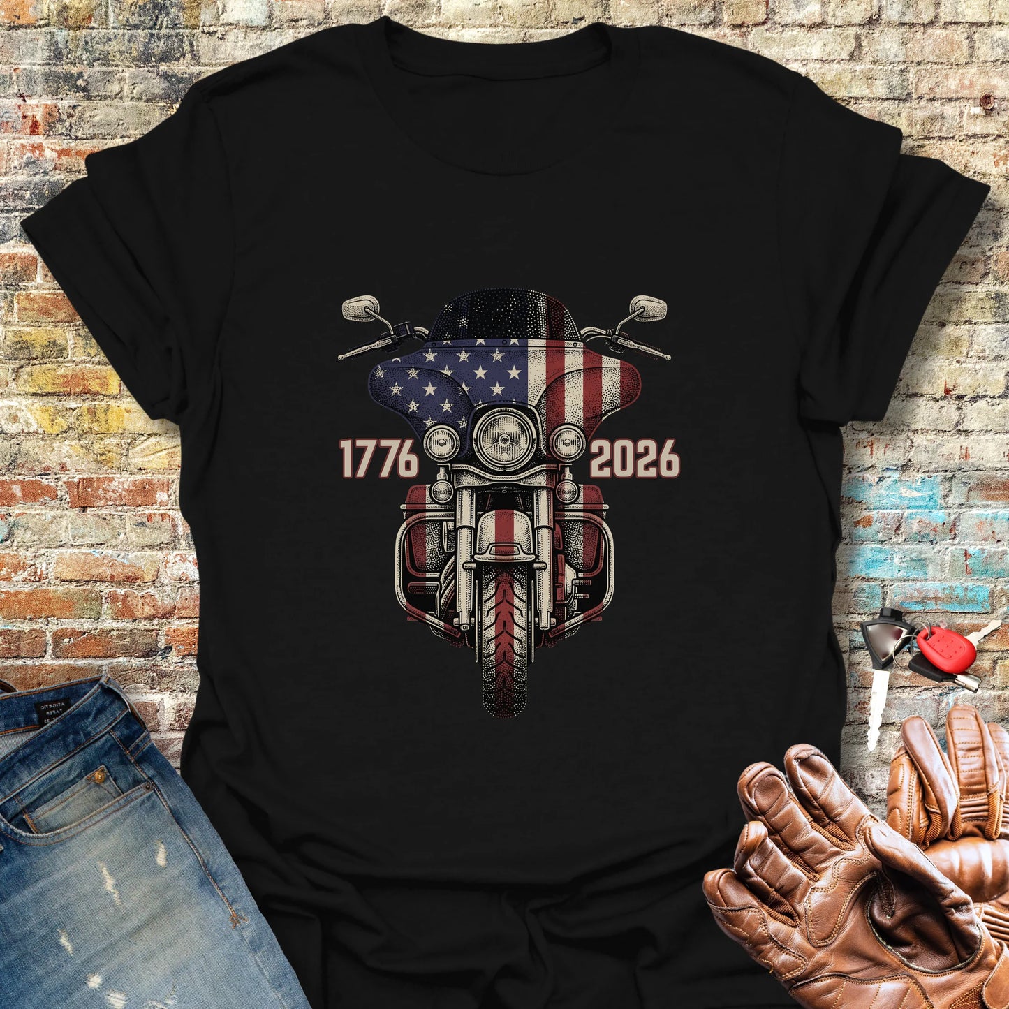 Stars & Stripes Ride T-Shirt - Black