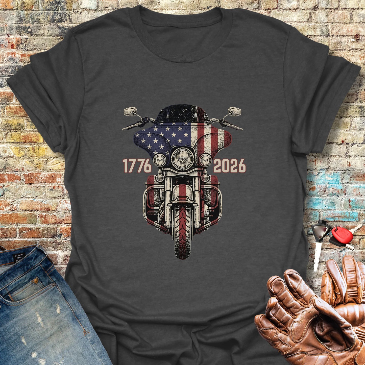 Stars & Stripes Ride T-Shirt - Dark Heather