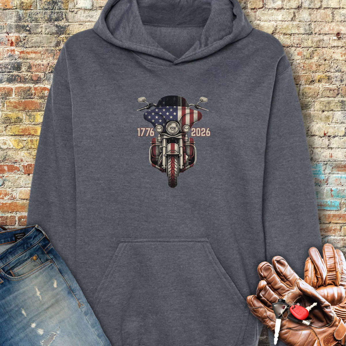 Stars & Stripes Ride Hoodie - Dark Heather