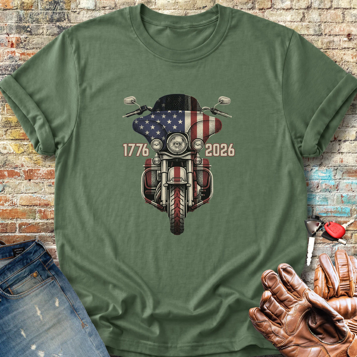 Stars & Stripes Ride Classic T-Shirt - Military Green