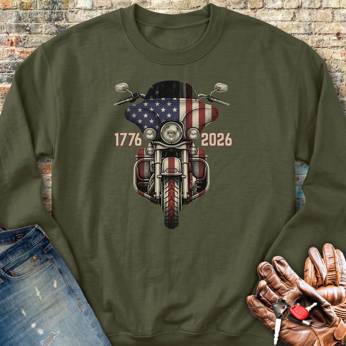 Stars & Stripes Ride Sweatshirt - Military Green