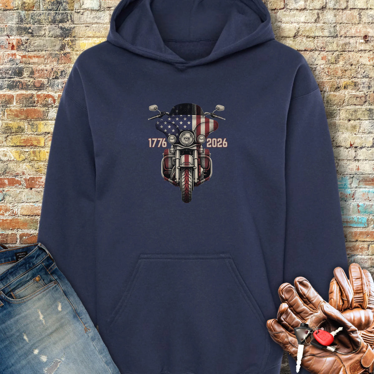 Stars & Stripes Ride Hoodie - Navy
