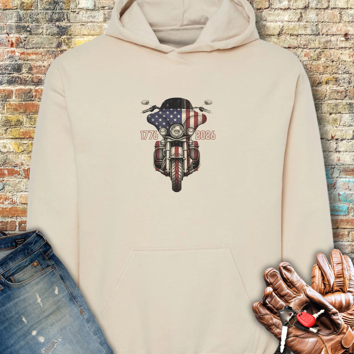 Stars & Stripes Ride Hoodie - Sand