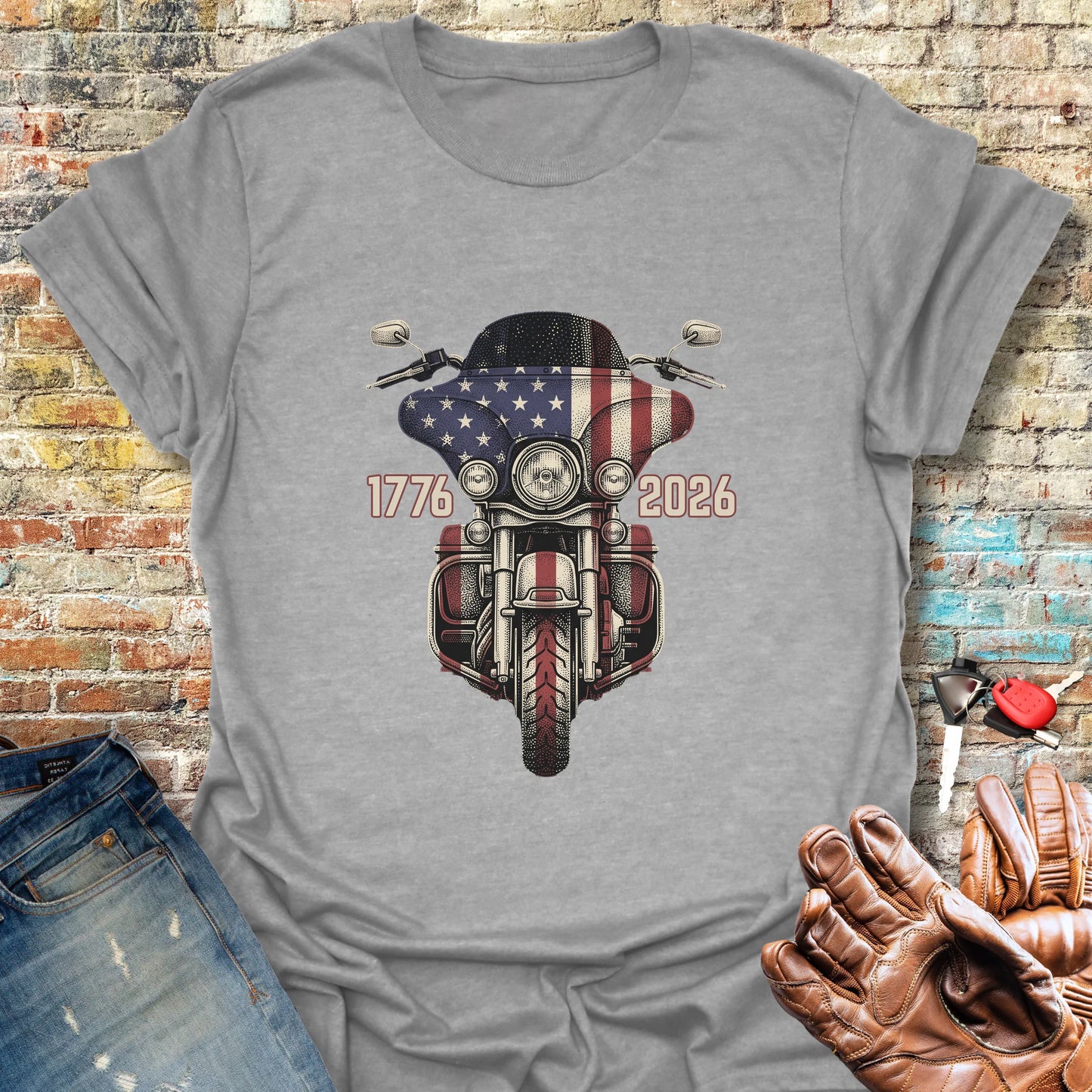 Stars & Stripes Ride T-Shirt - Sport Grey