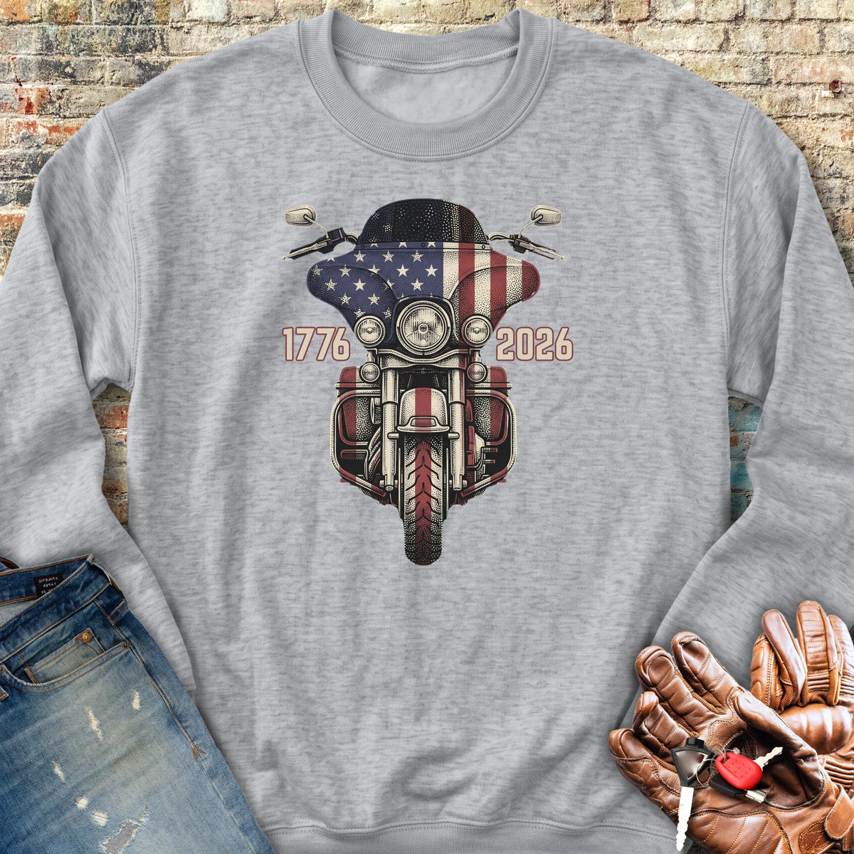 Stars & Stripes Ride Sweatshirt - Sport Grey