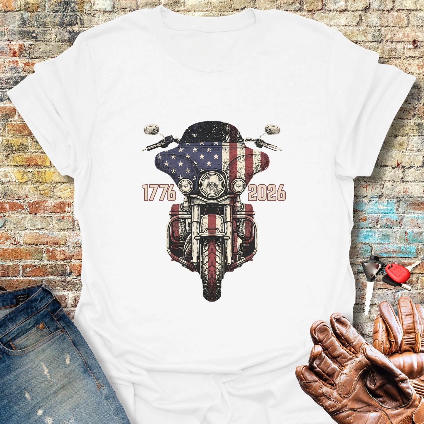 Stars & Stripes Ride T-Shirt - White