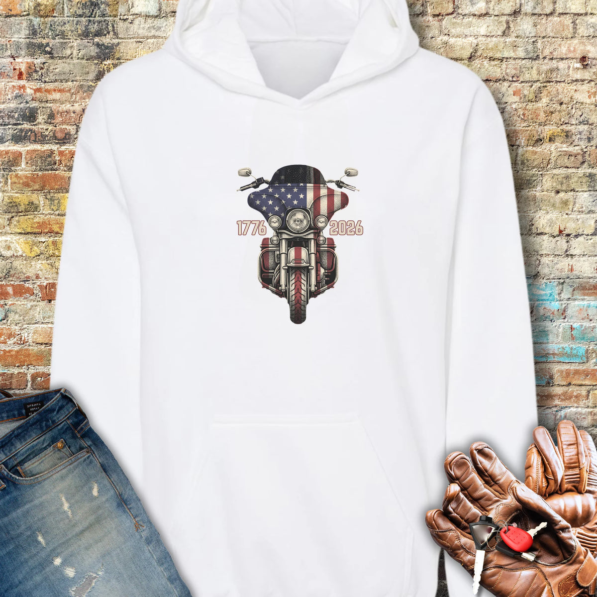Stars & Stripes Ride Hoodie - White