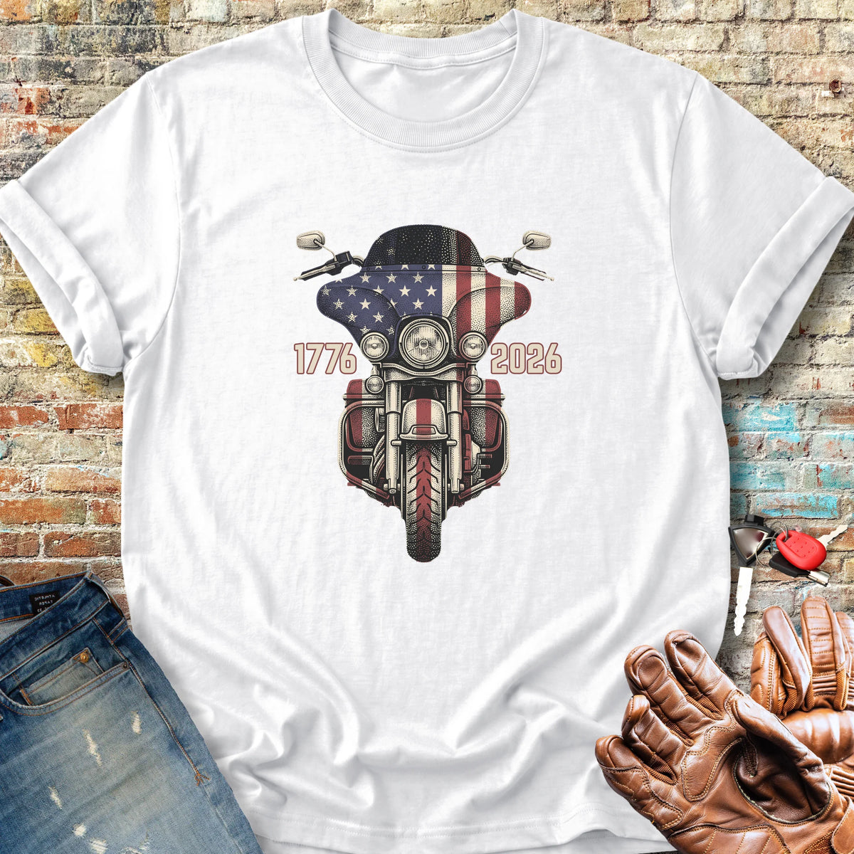 Stars & Stripes Ride Classic T-Shirt - White