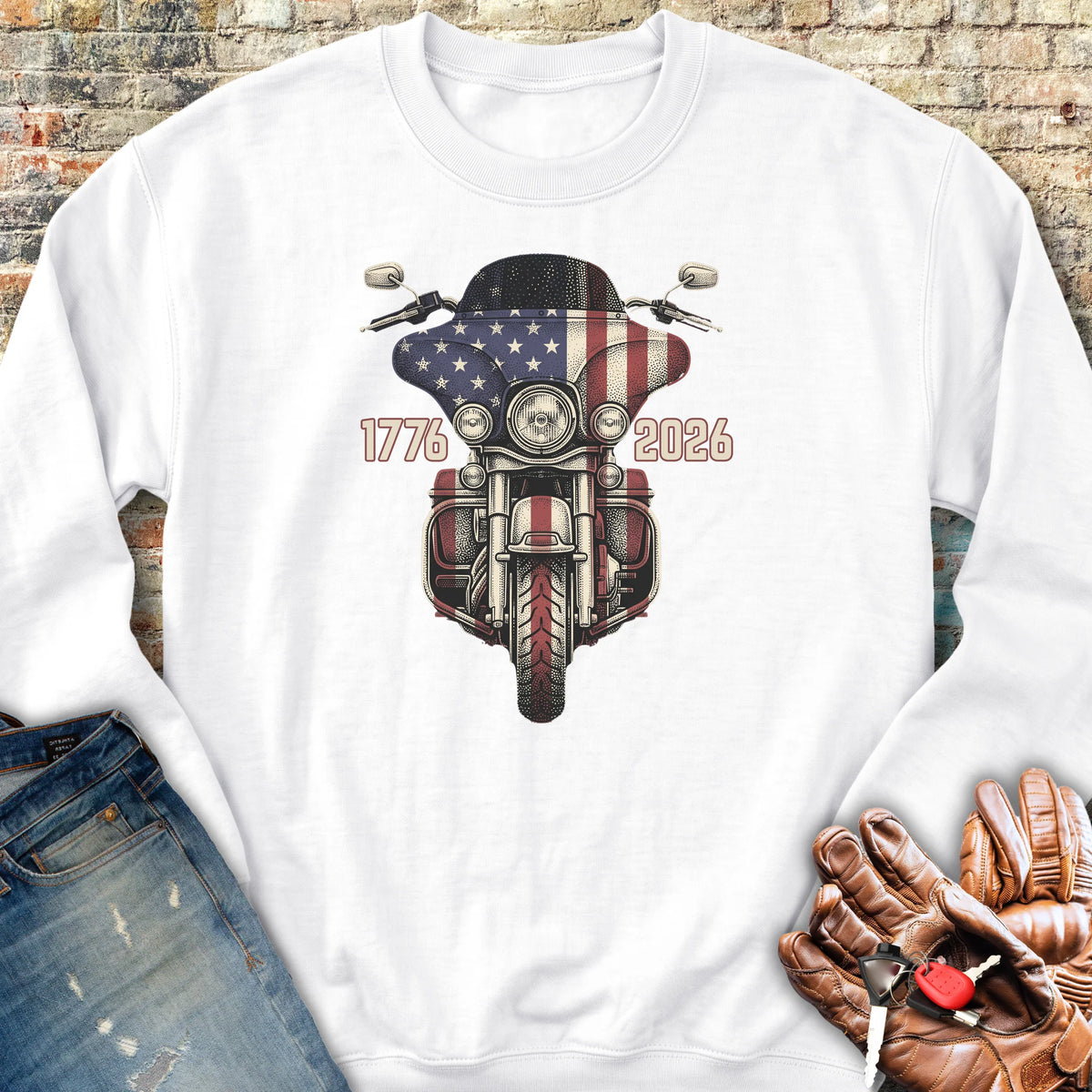 Stars & Stripes Ride Sweatshirt - White