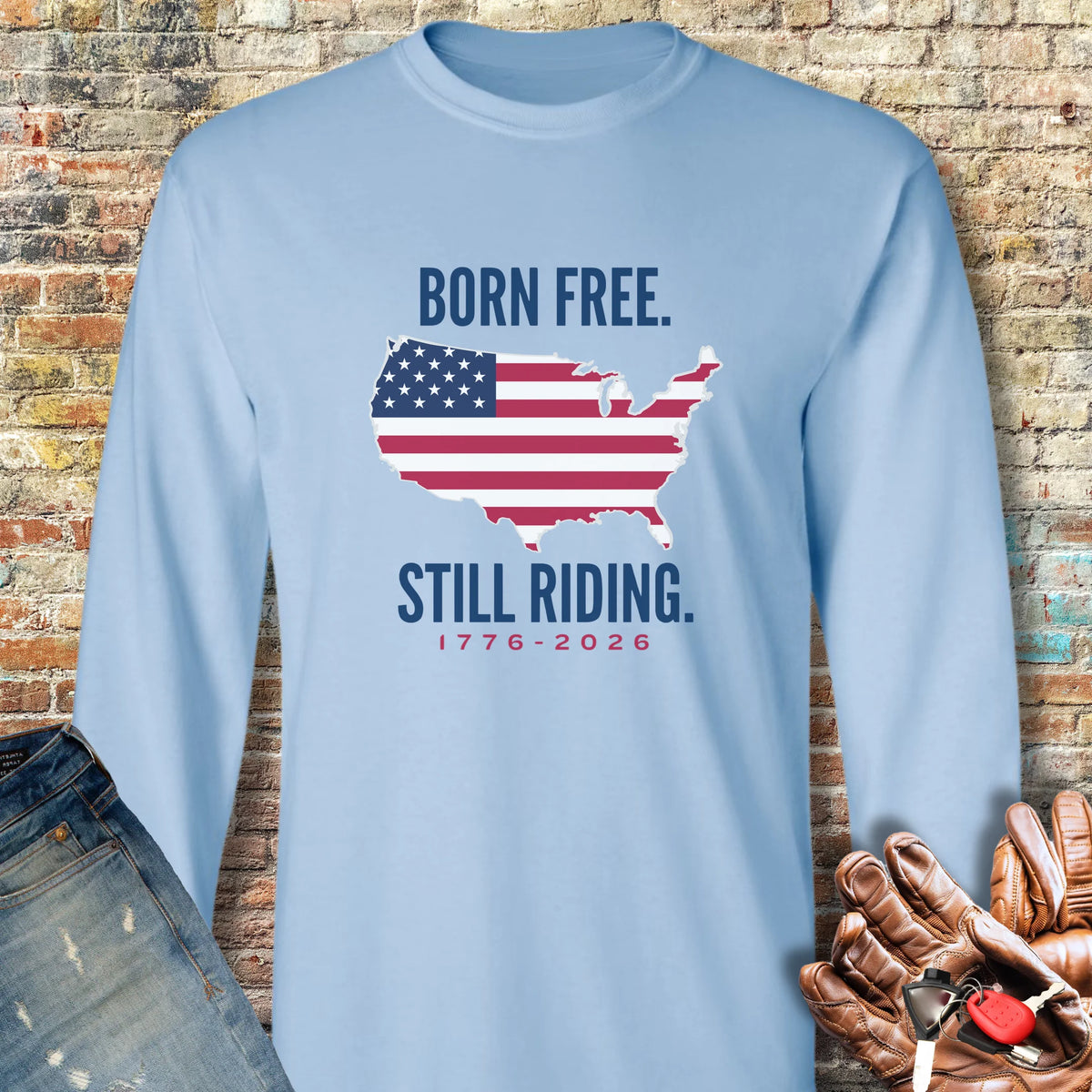 States 250th Long Sleeve T-Shirt - Light Blue