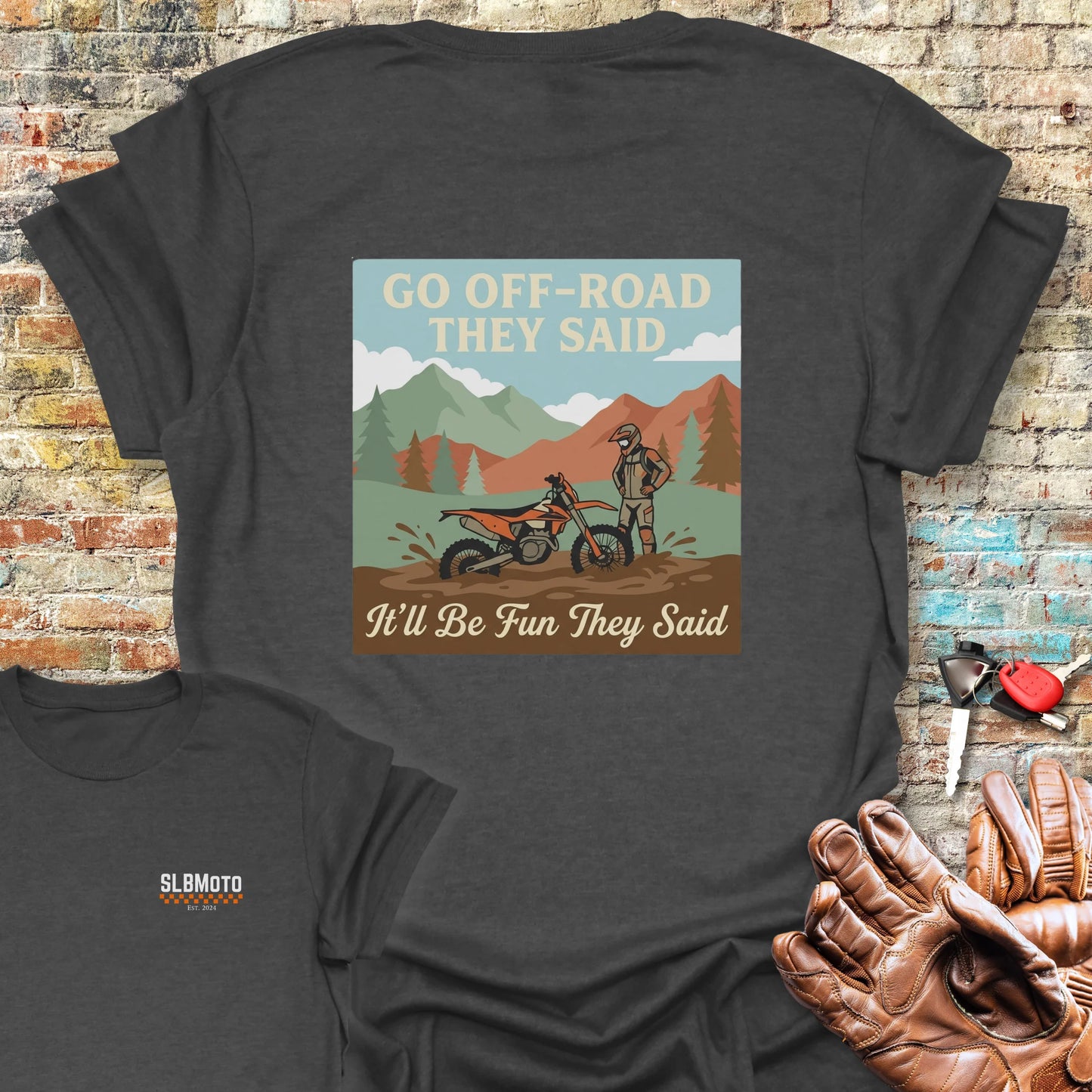 Stuck In The Mud Back Print T-Shirt - Dark Heather