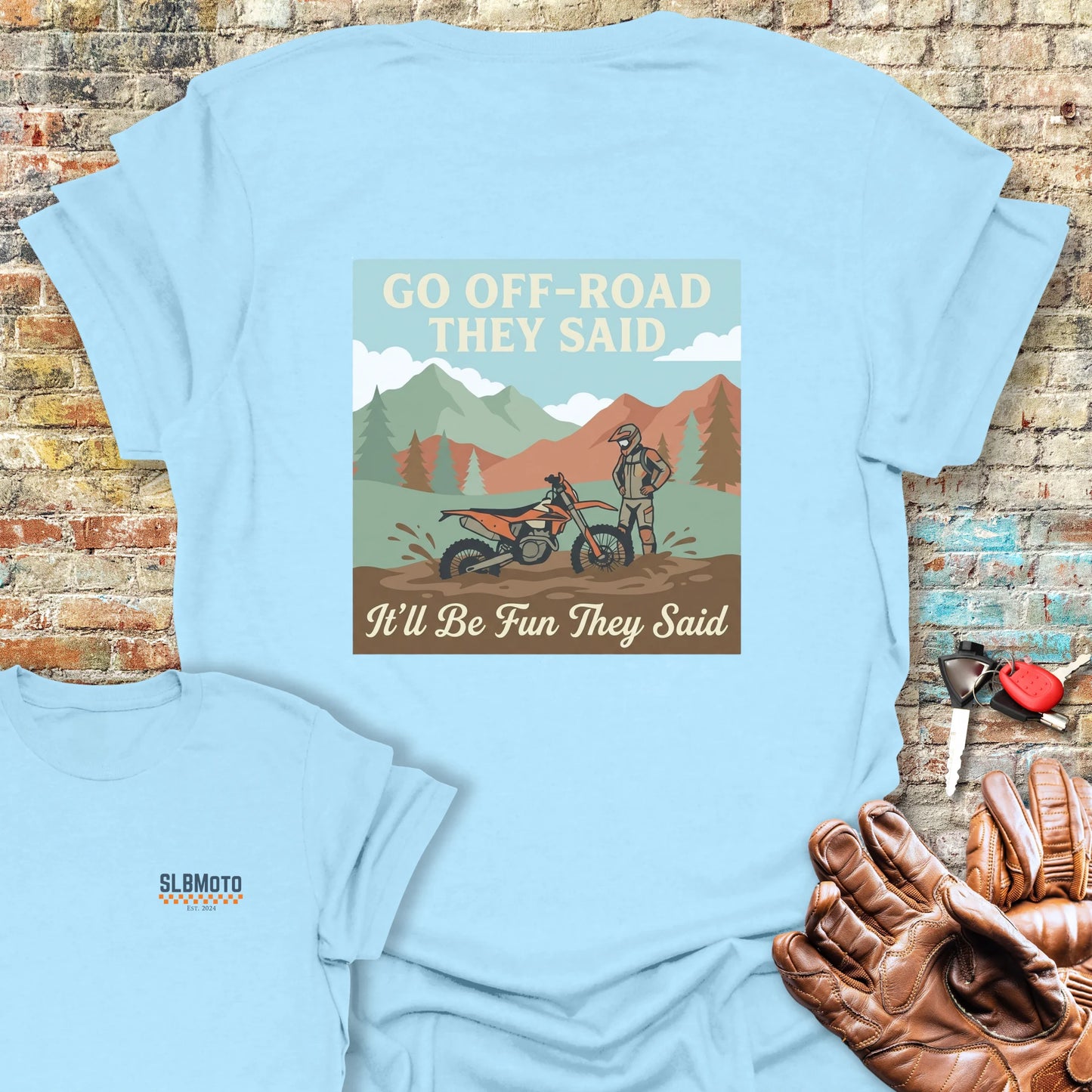 Stuck In The Mud Back Print T-Shirt - Light Blue