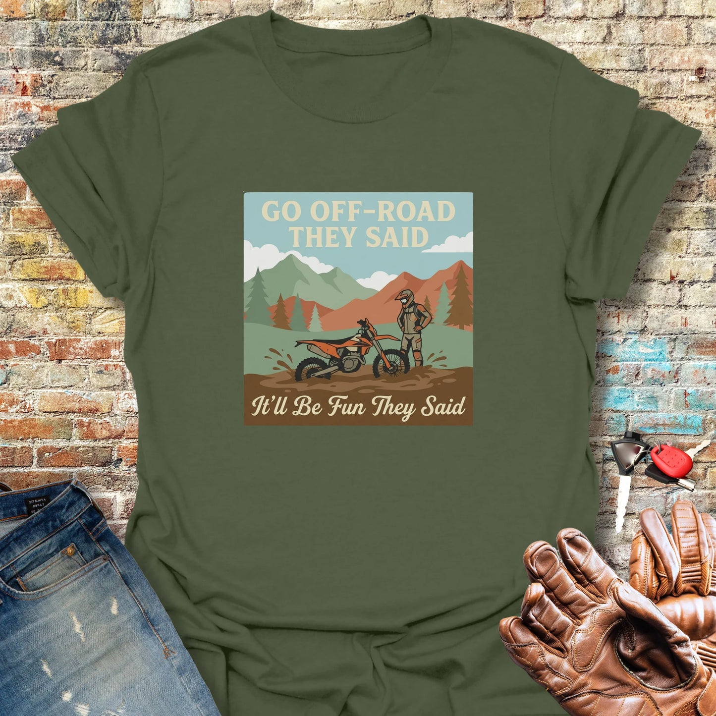Stuck In The Mud T-Shirt - Military Green
