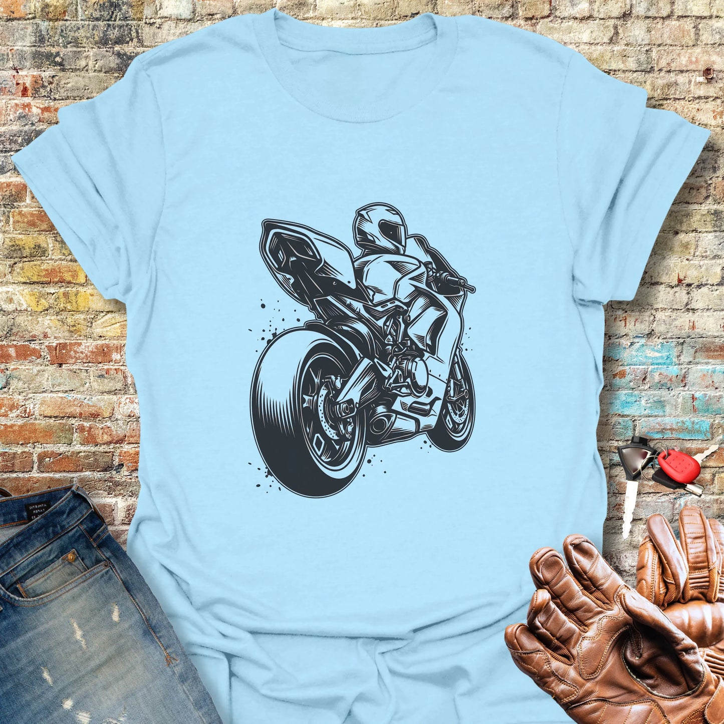 Superbike Three-Quarter T-Shirt - Light Blue