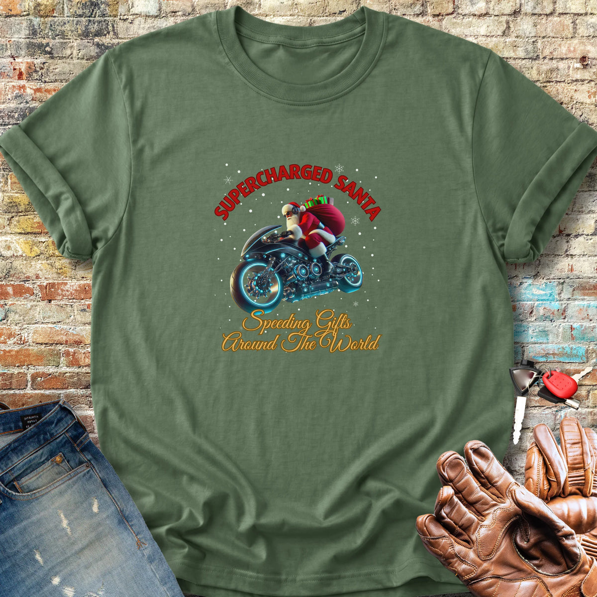 Supercharged Santa Classic T-Shirt - Military Green