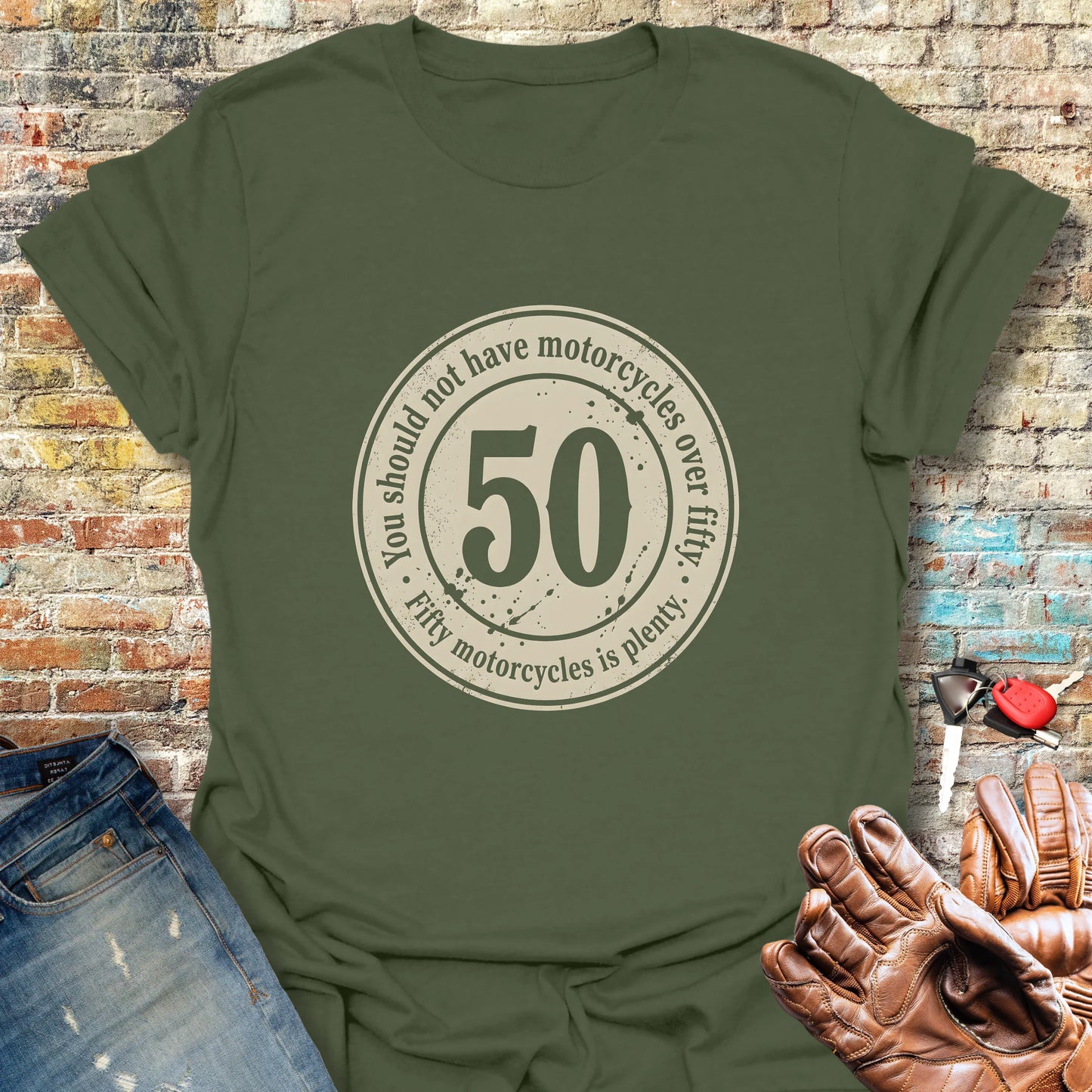 The 50 Riders Club T-Shirt - Military Green
