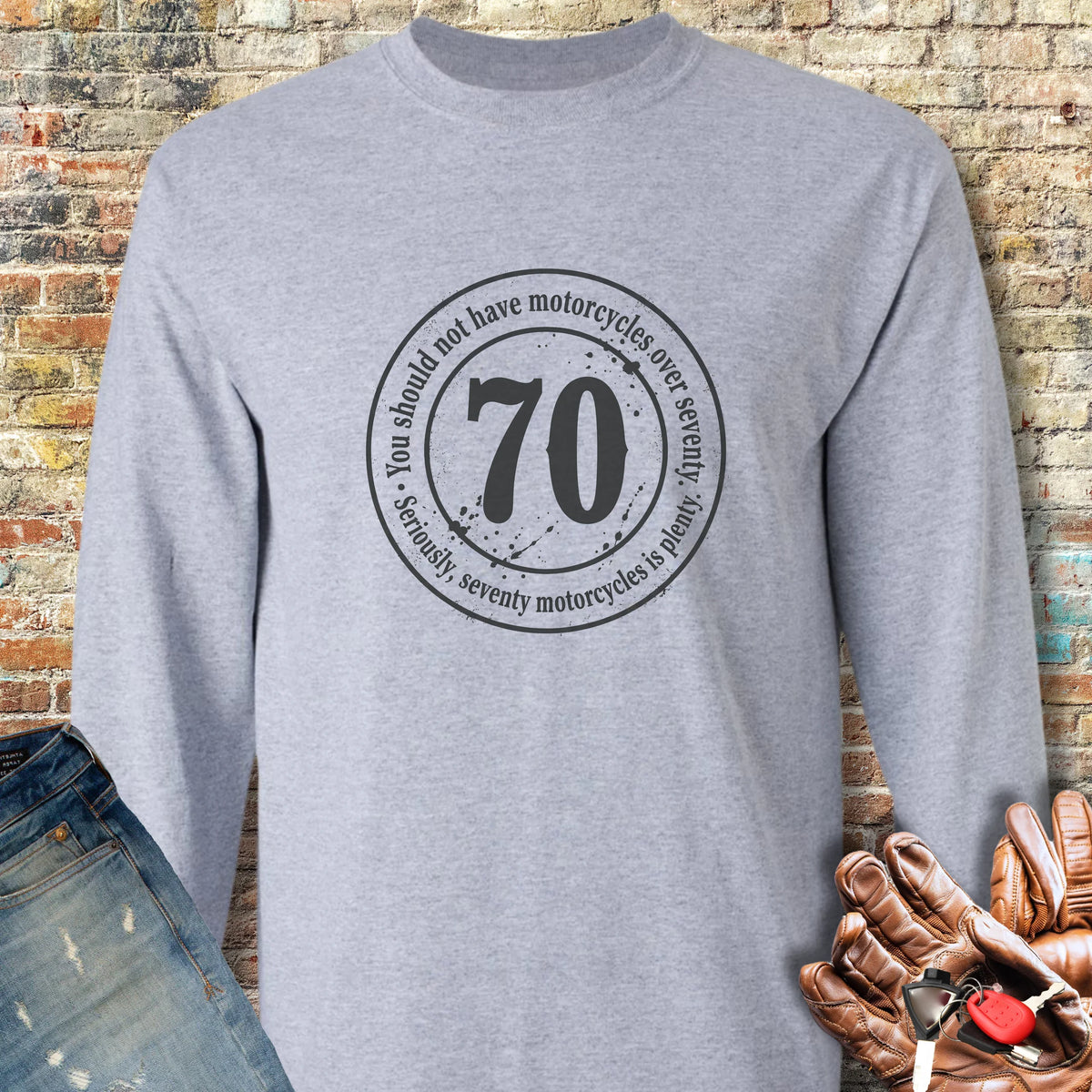 The 70 Riders Club Long Sleeve T-Shirt - Sport Grey