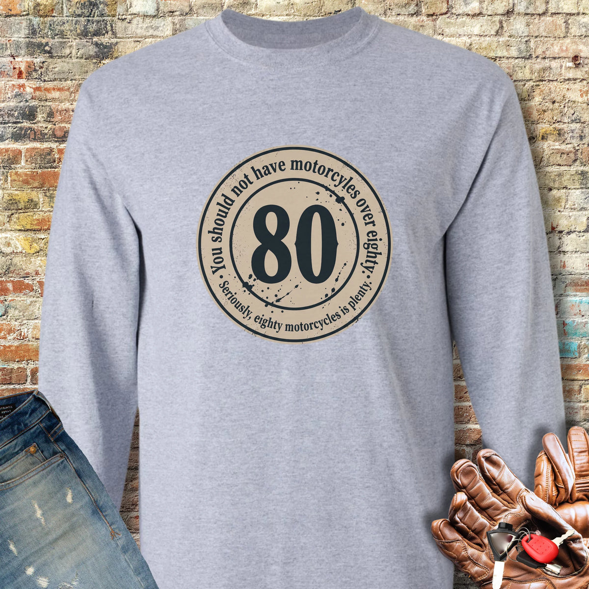 The 80 Riders Club Long Sleeve T-Shirt - Sport Grey