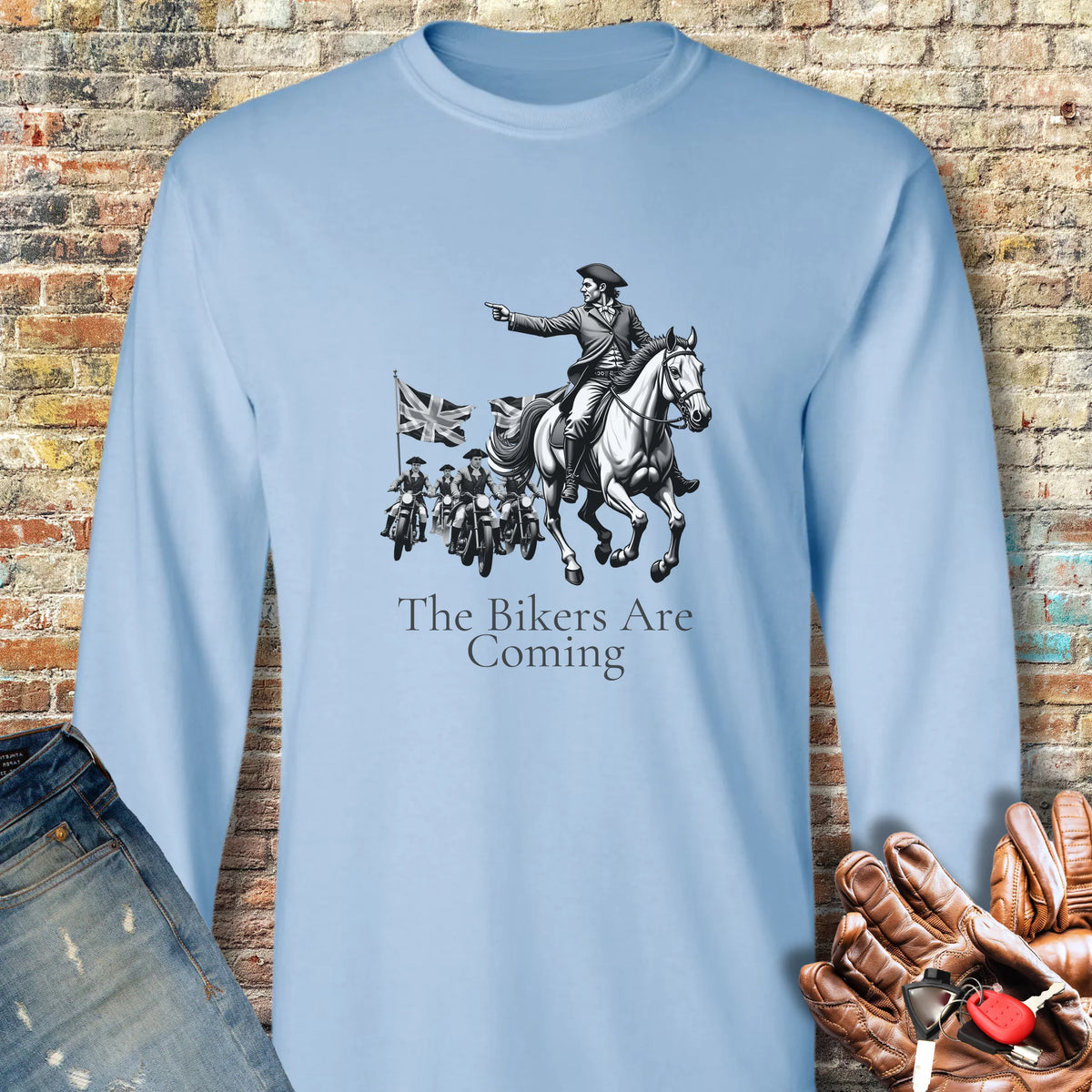 The Bikers Are Coming (Classic) Long Sleeve T-Shirt - Light Blue