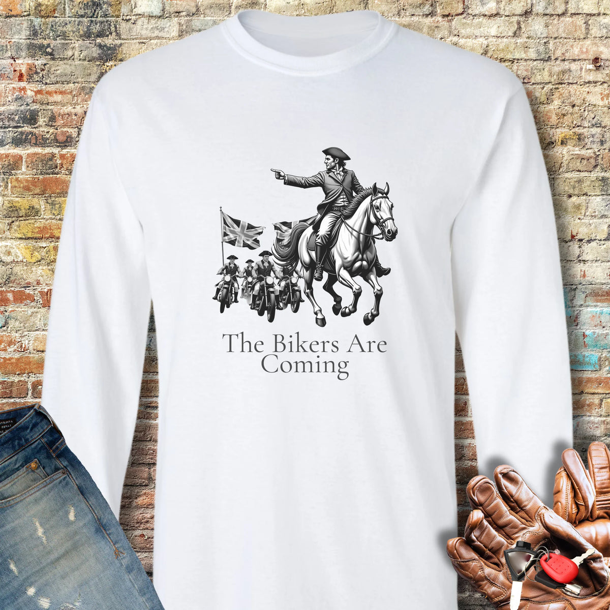 The Bikers Are Coming (Classic) Long Sleeve T-Shirt - White
