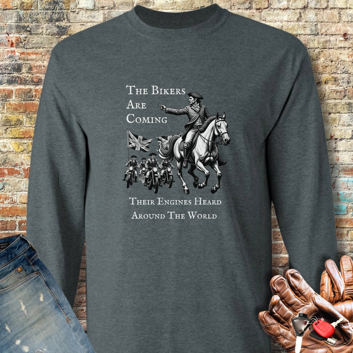 The Bikers Are Coming Long Sleeve T-Shirt - Dark Heather