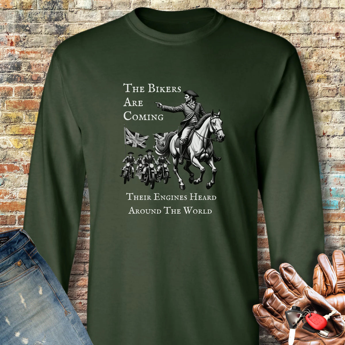 The Bikers Are Coming Long Sleeve T-Shirt - Forest Green