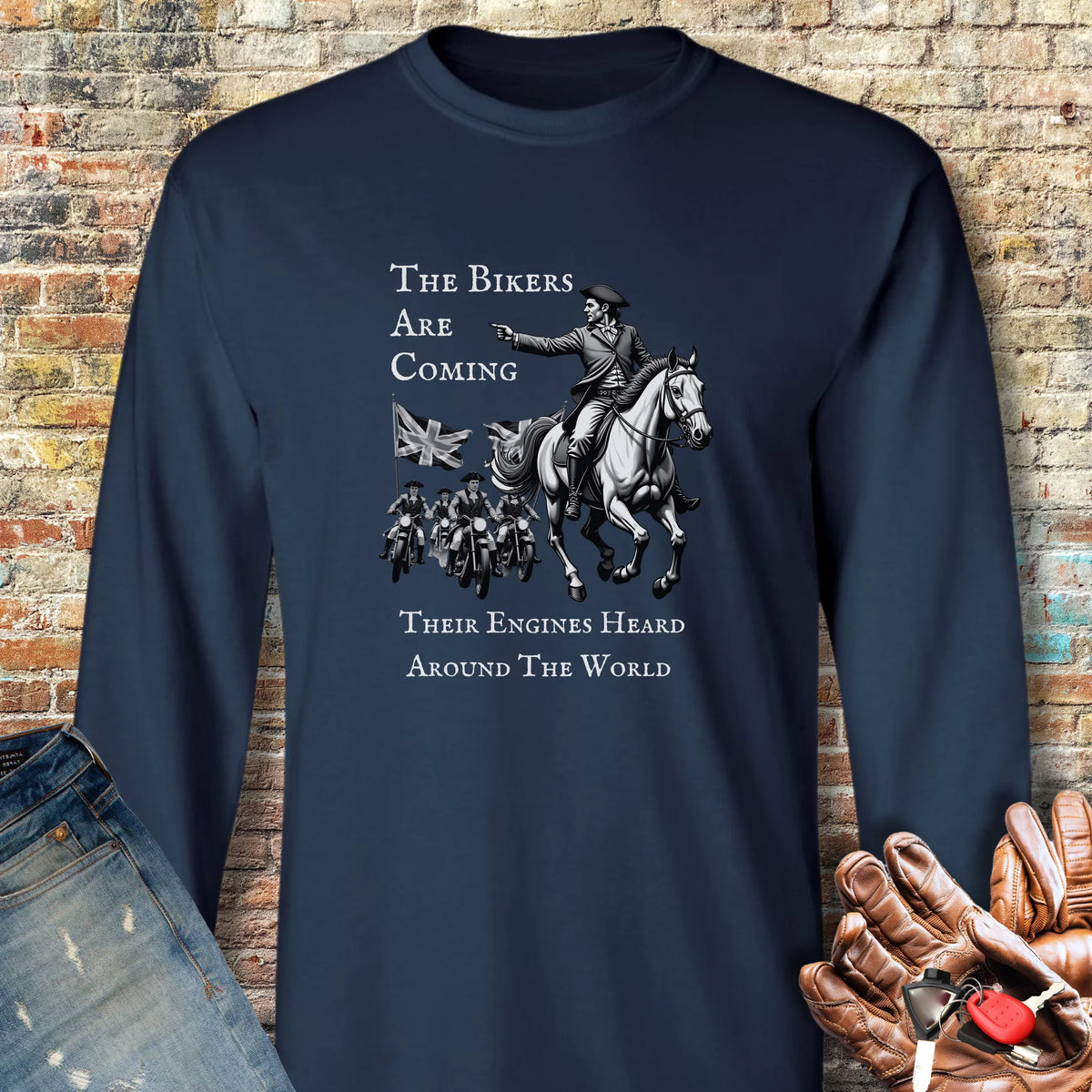 The Bikers Are Coming Long Sleeve T-Shirt - Navy