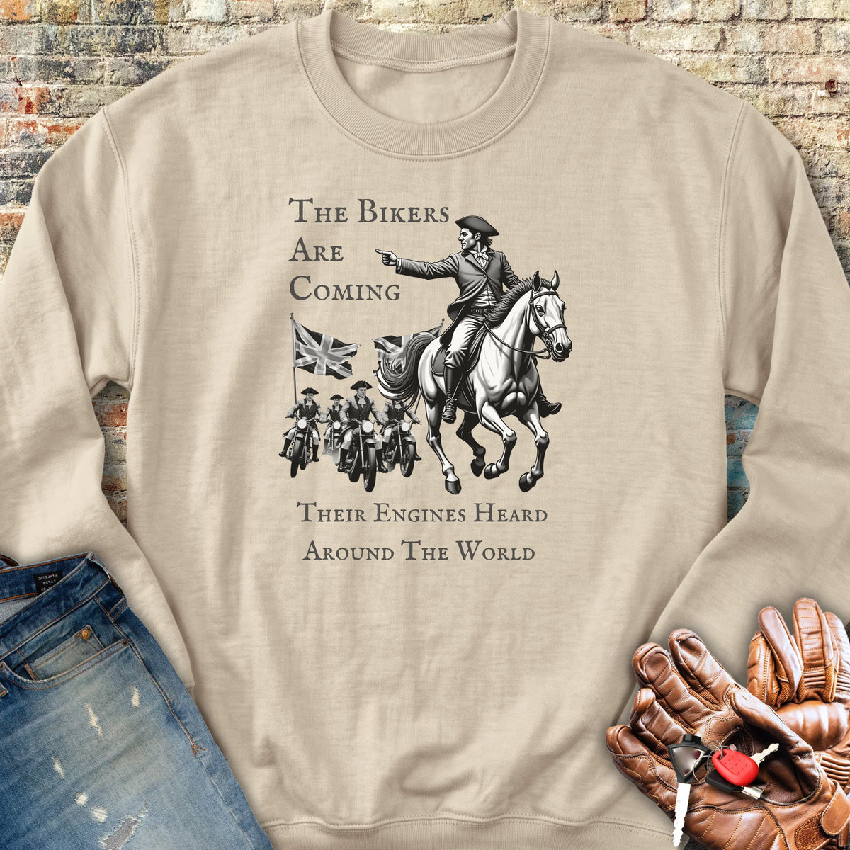 The Bikers Are Coming Sweatshirt - Sand