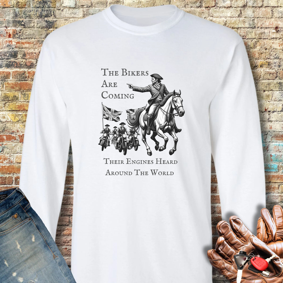 The Bikers Are Coming Long Sleeve T-Shirt - White