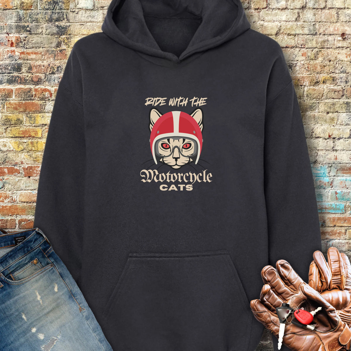 Motorcycle Cats Hoodie - Black