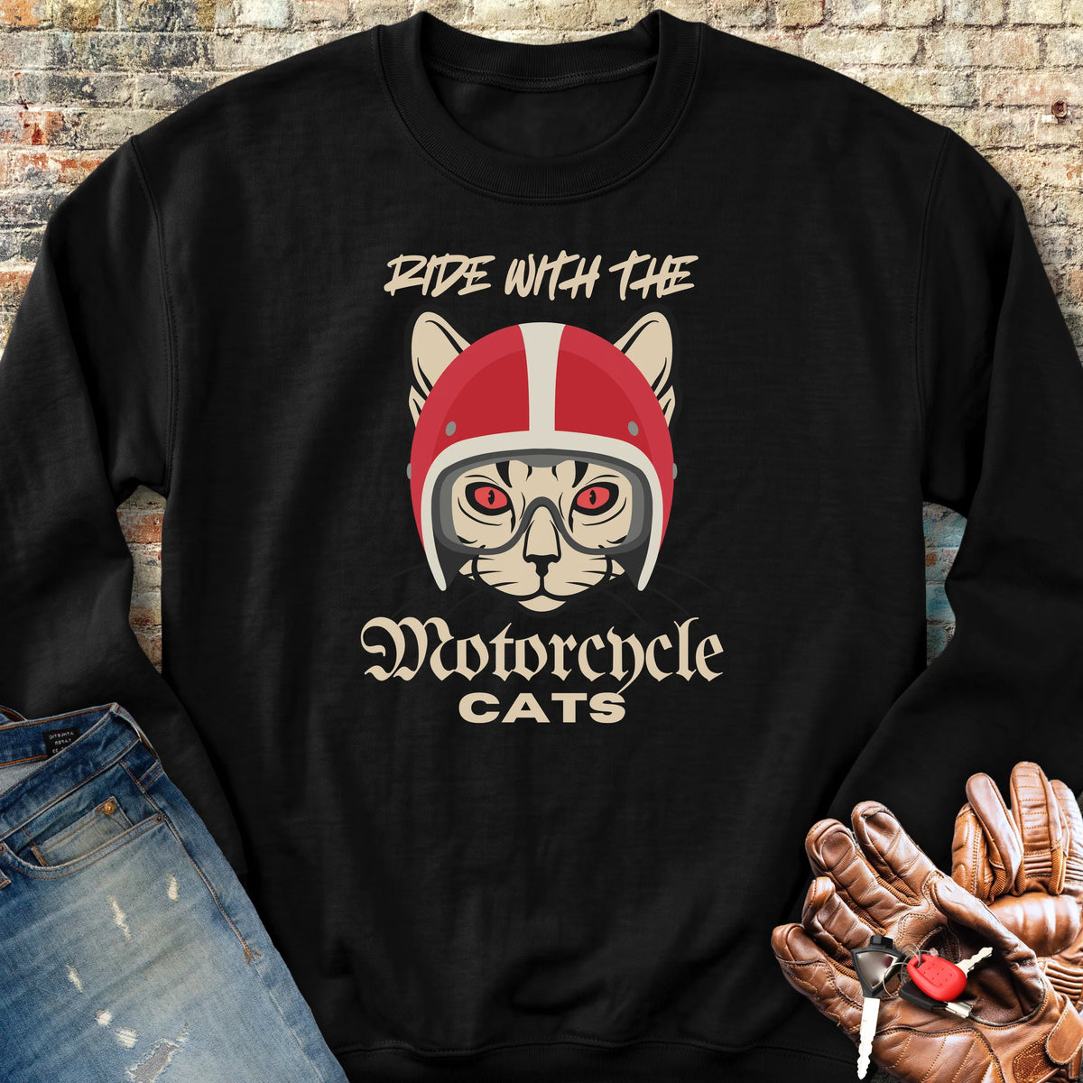 Motorcycle Cats Sweatshirt - Black