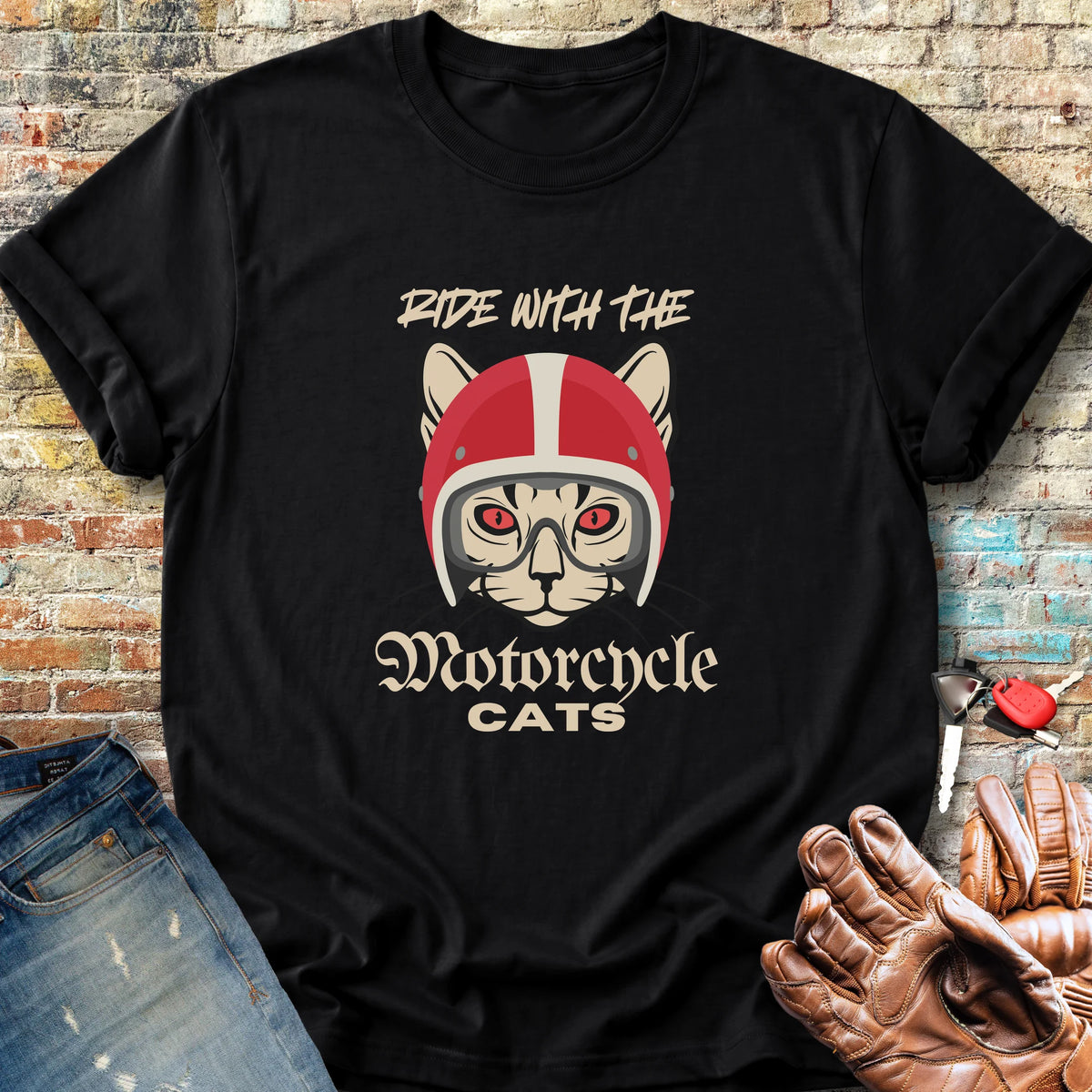 Motorcycle Cats Classic T-Shirt - Black