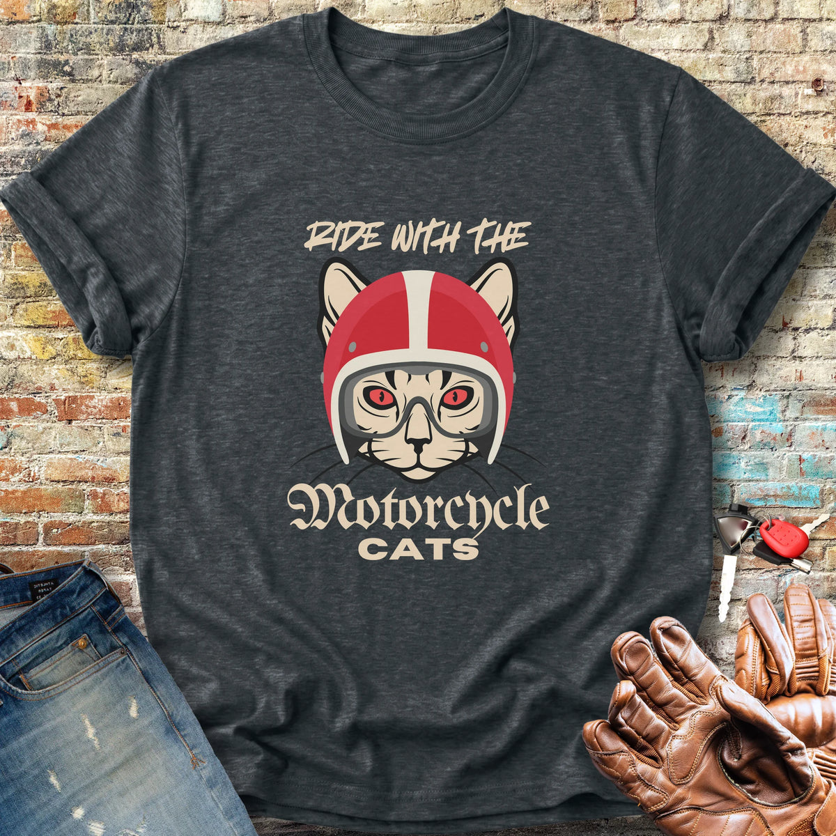 Motorcycle Cats Classic T-Shirt - Dark Heather