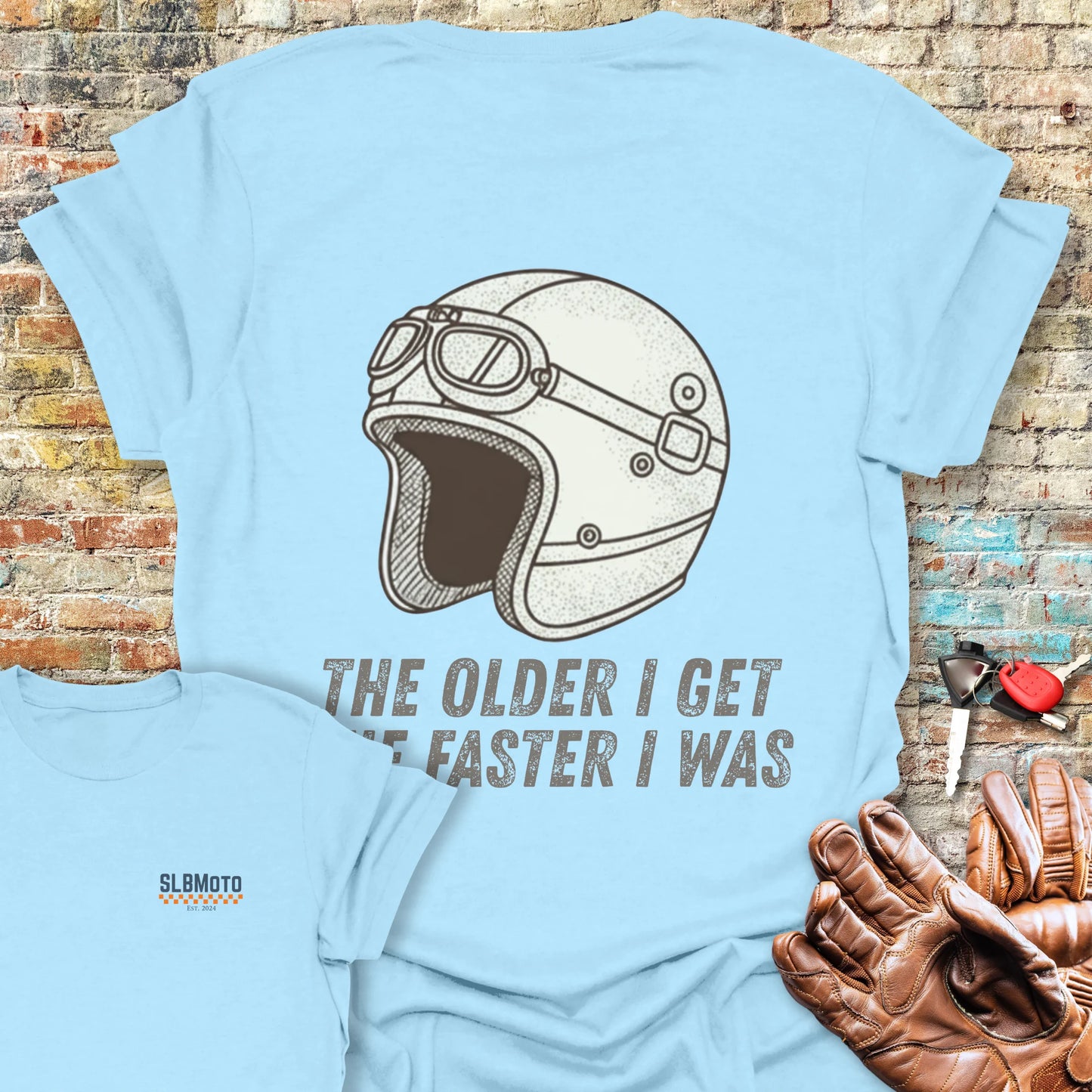 The Older I Get Back Print T-Shirt - Light Blue