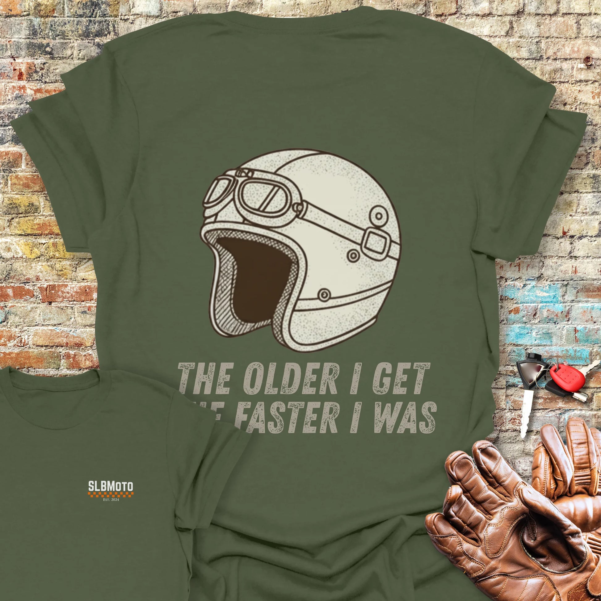 The Older I Get Back Print T-Shirt - Military Green