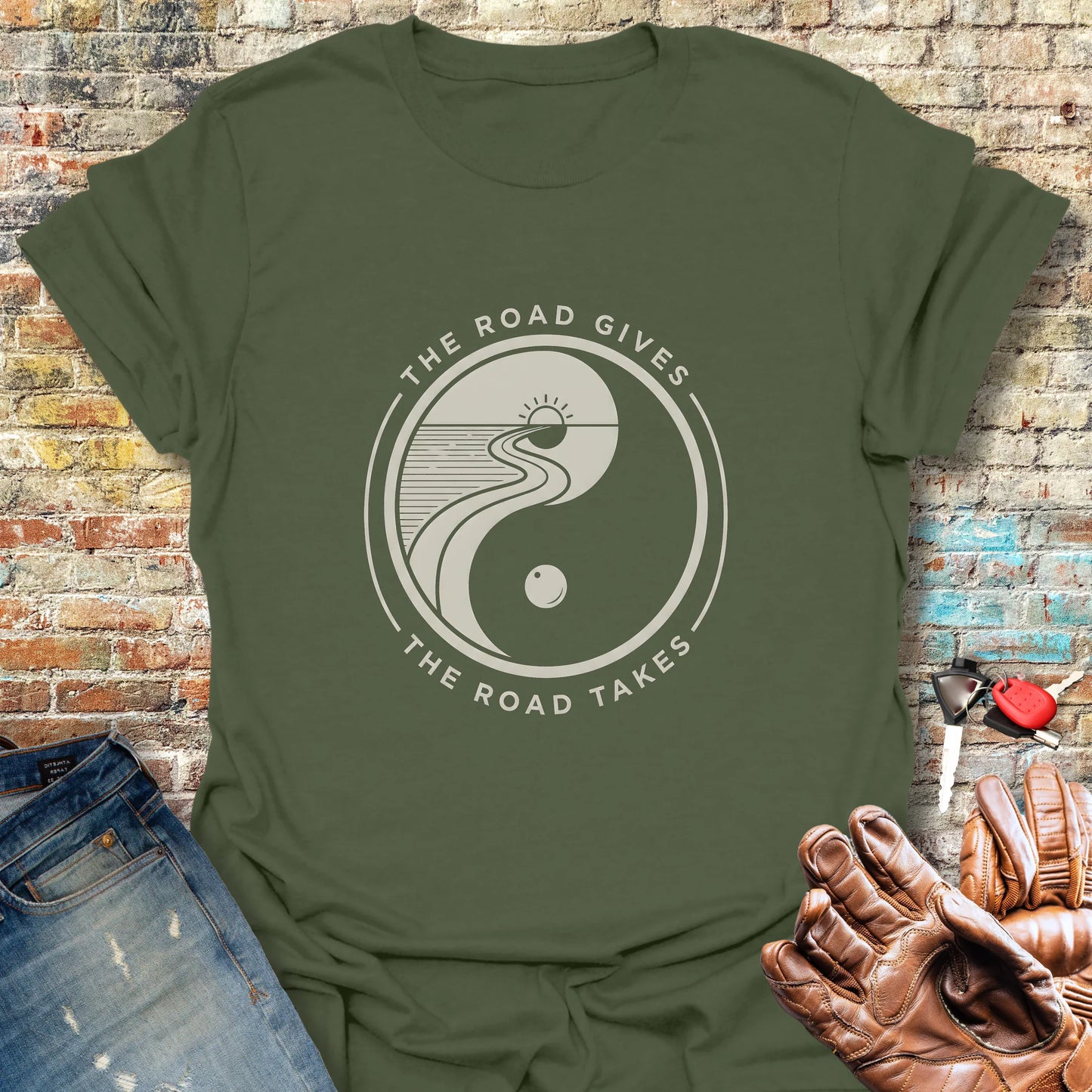 The Road Gives T-Shirt - Military Green