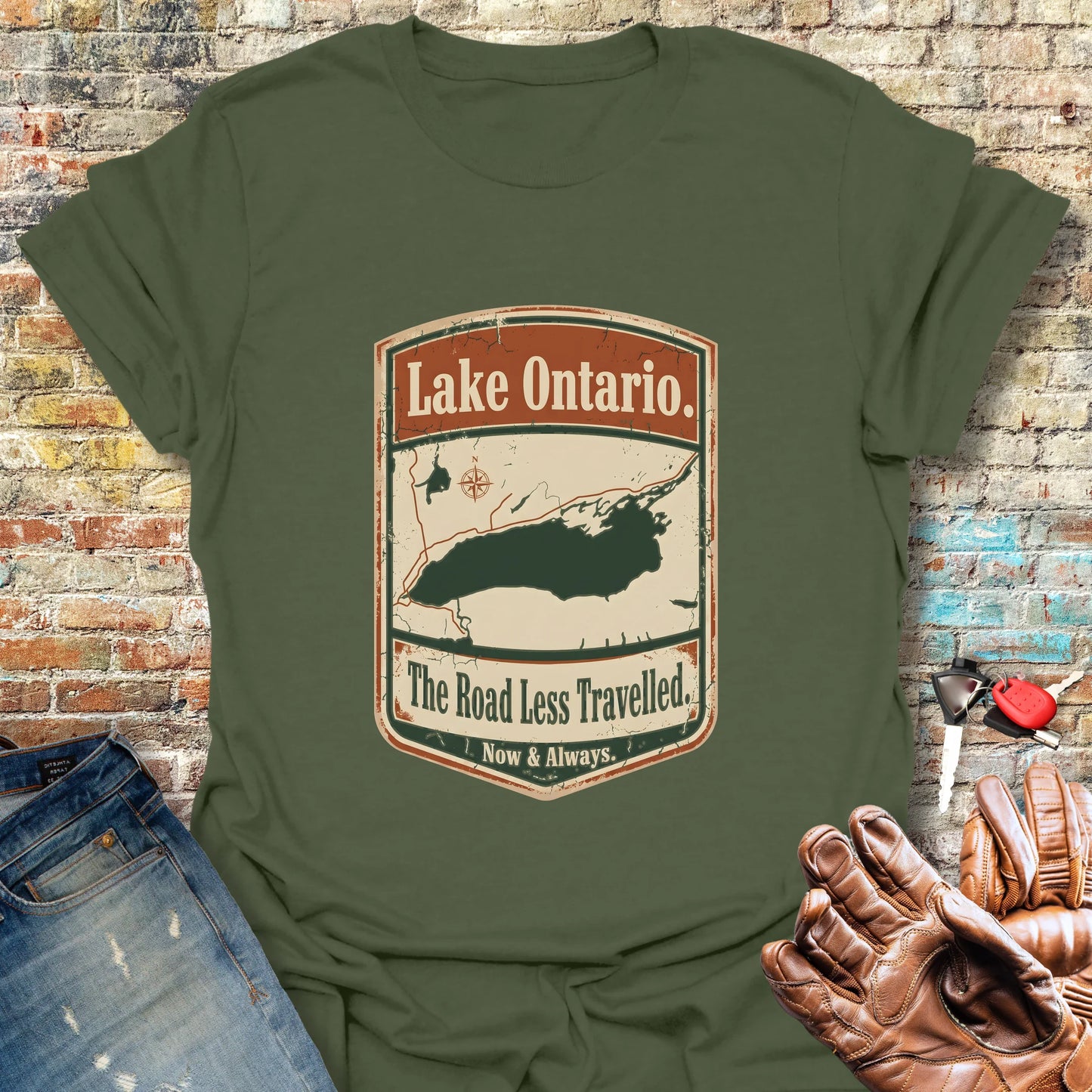 The Road Less Travelled T-Shirt - Military Green