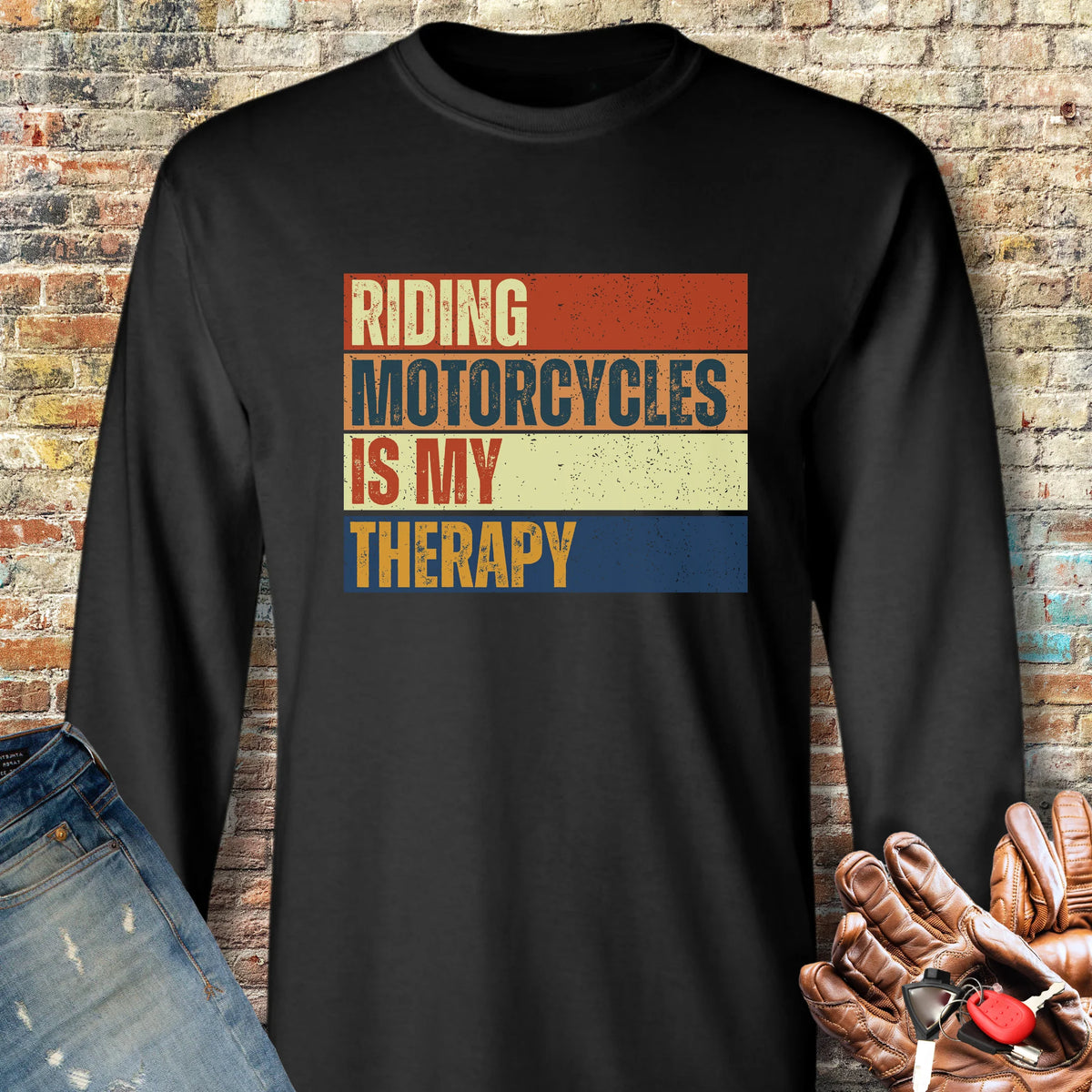 Therapy (Block) Long Sleeve T-Shirt - Black