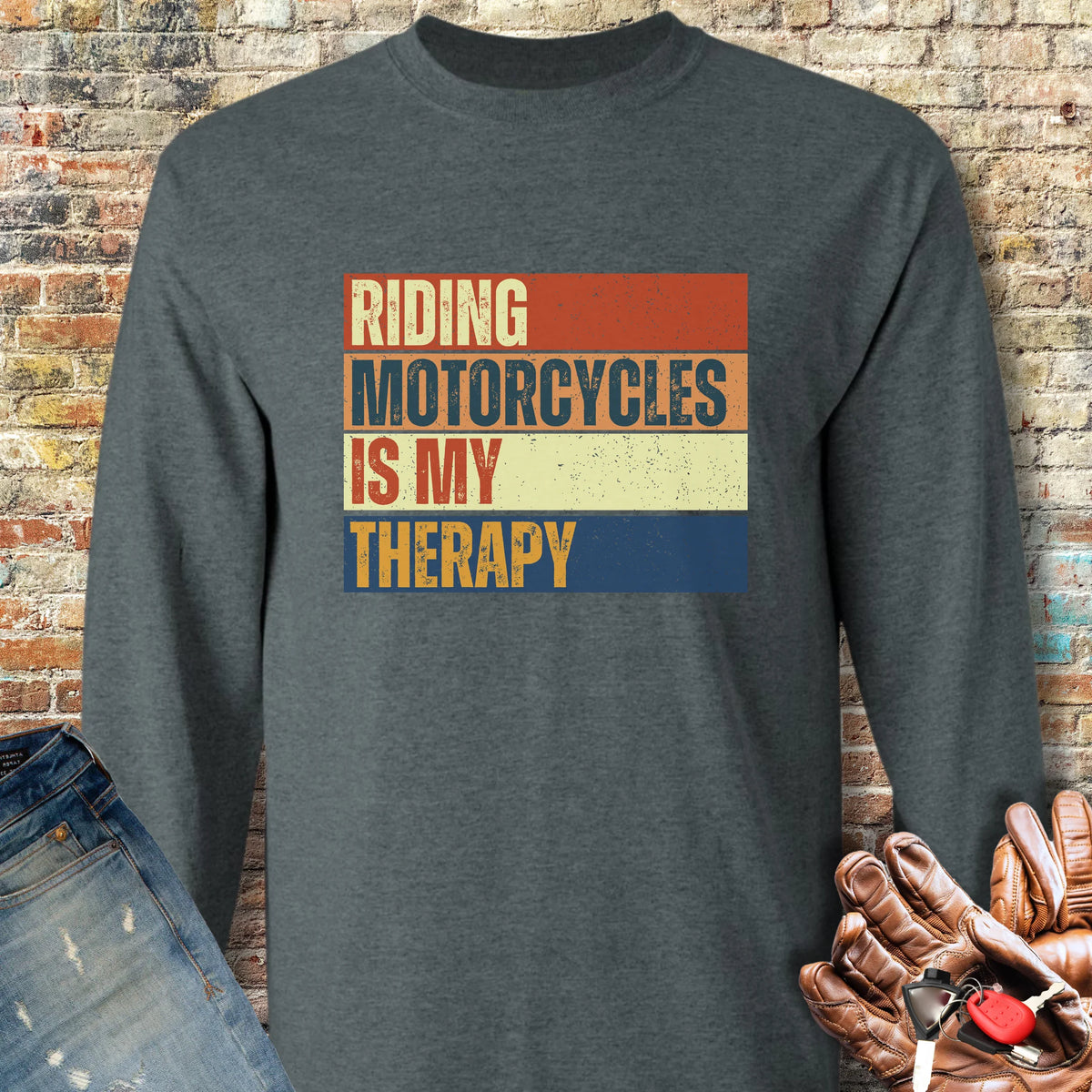 Therapy (Block) Long Sleeve T-Shirt - Dark Heather