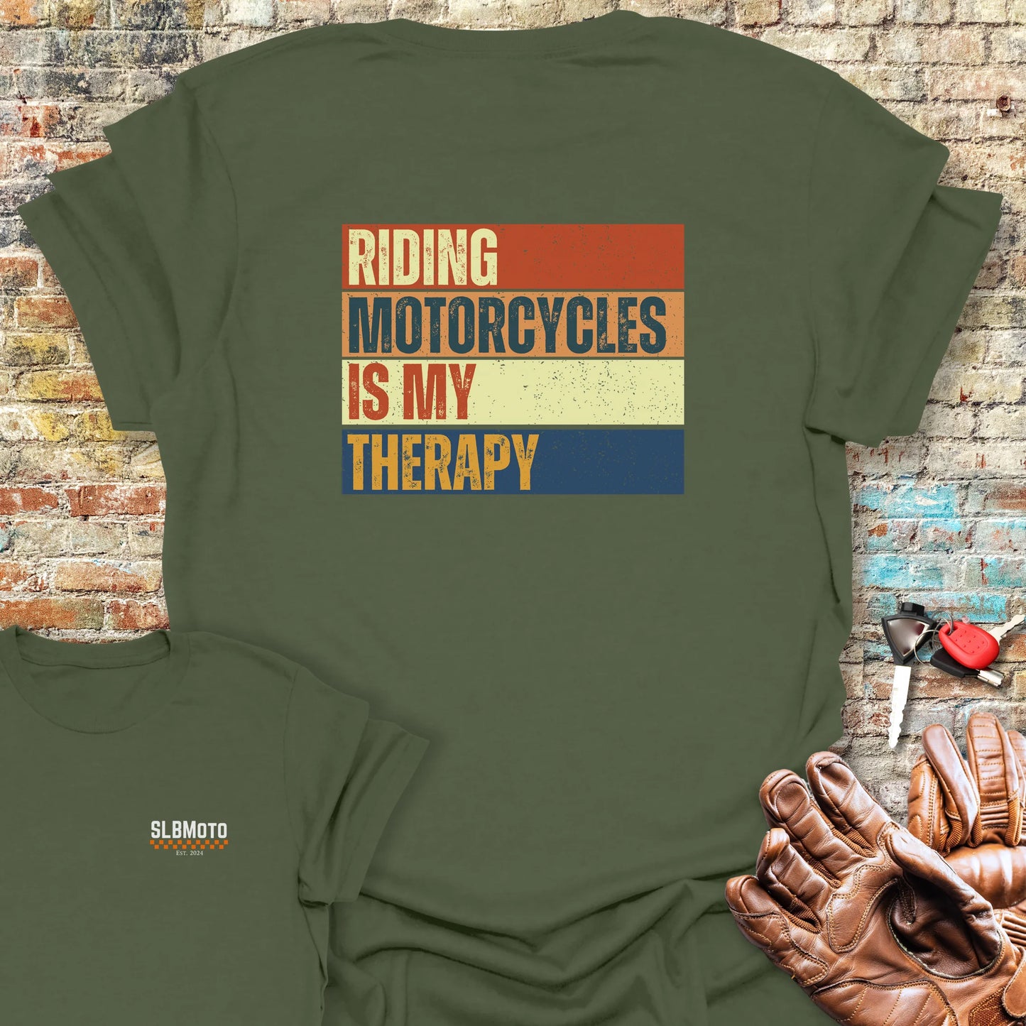 Therapy (Block) Back Print T-Shirt - Military Green