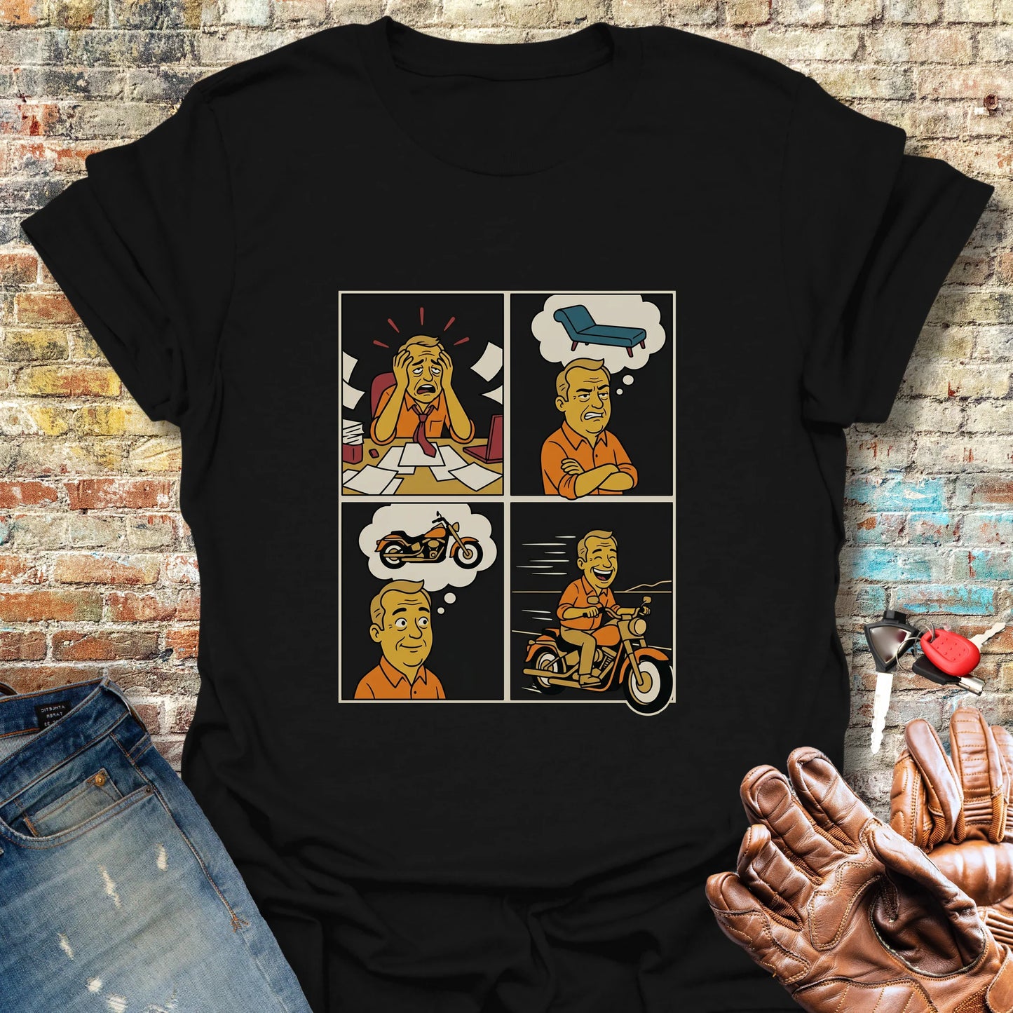 Therapy Comic Strip T-Shirt - Black