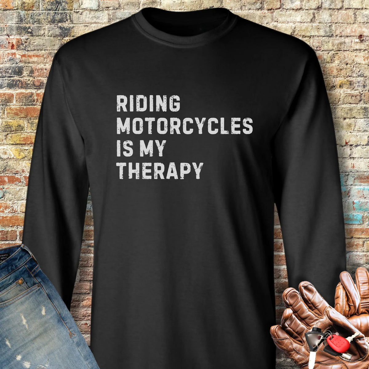 Therapy (Text) Long Sleeve T-Shirt - Black
