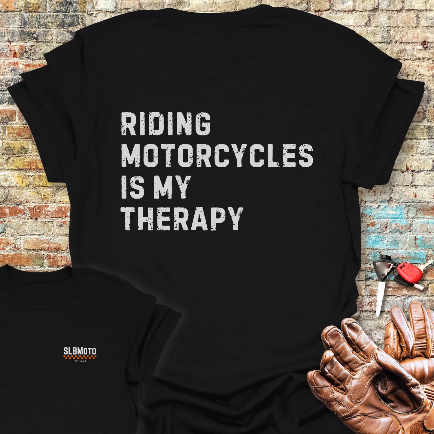 Therapy (Text) Back Print T-Shirt - Black