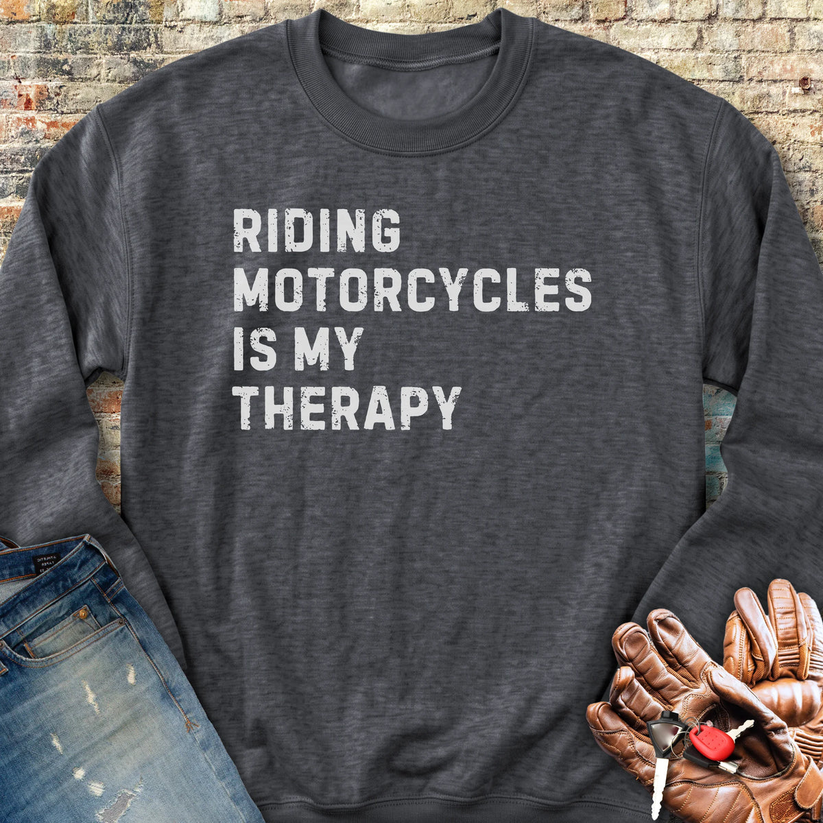 Therapy (Text) Sweatshirt - Dark Heather