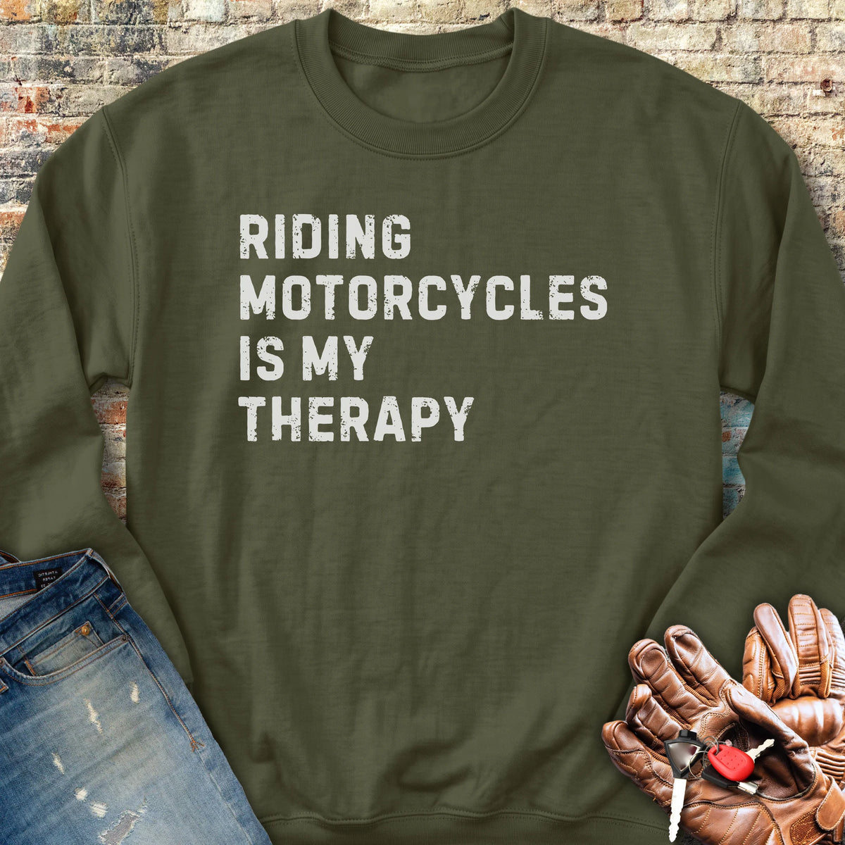 Therapy (Text) Sweatshirt - Military Green