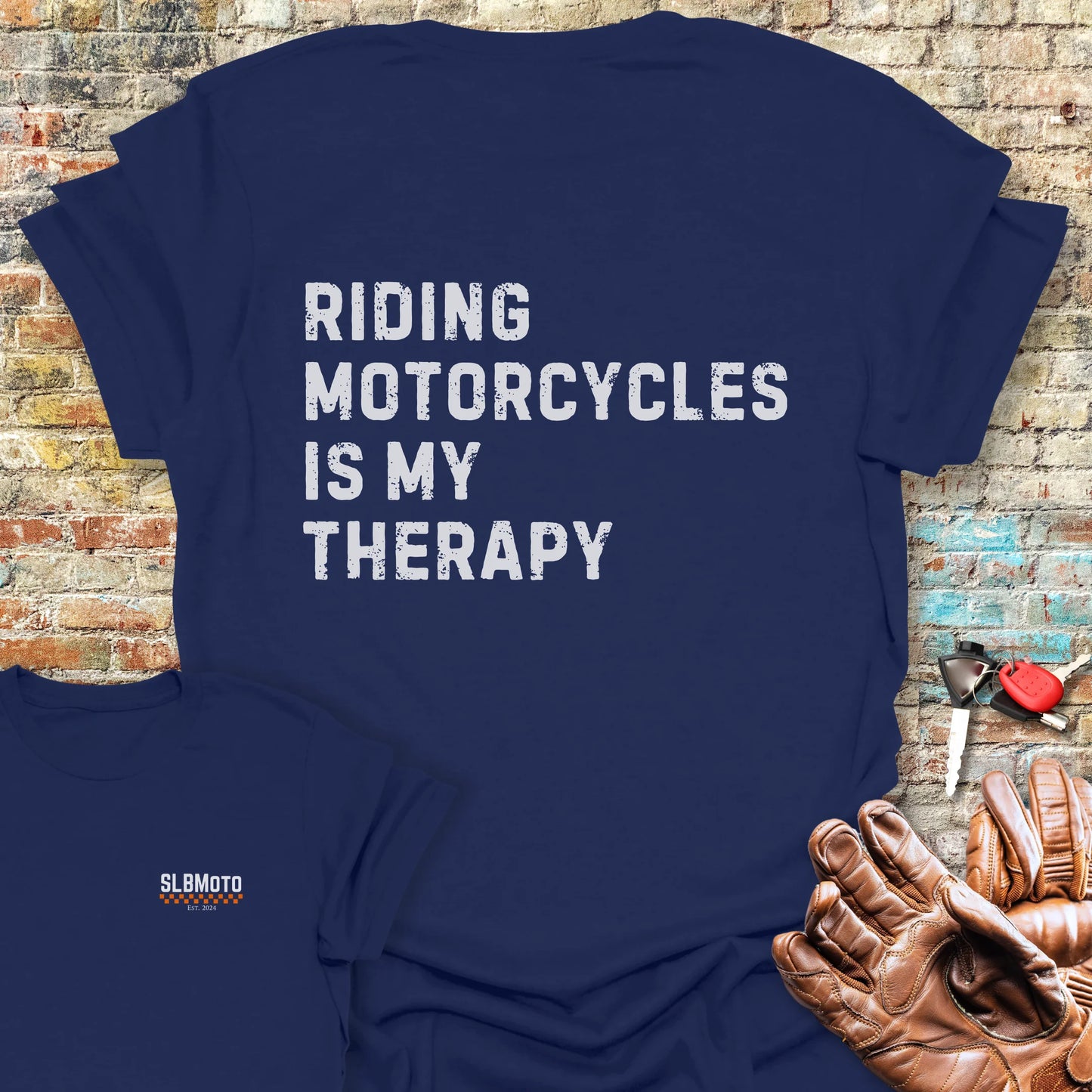 Therapy (Text) Back Print T-Shirt - Navy