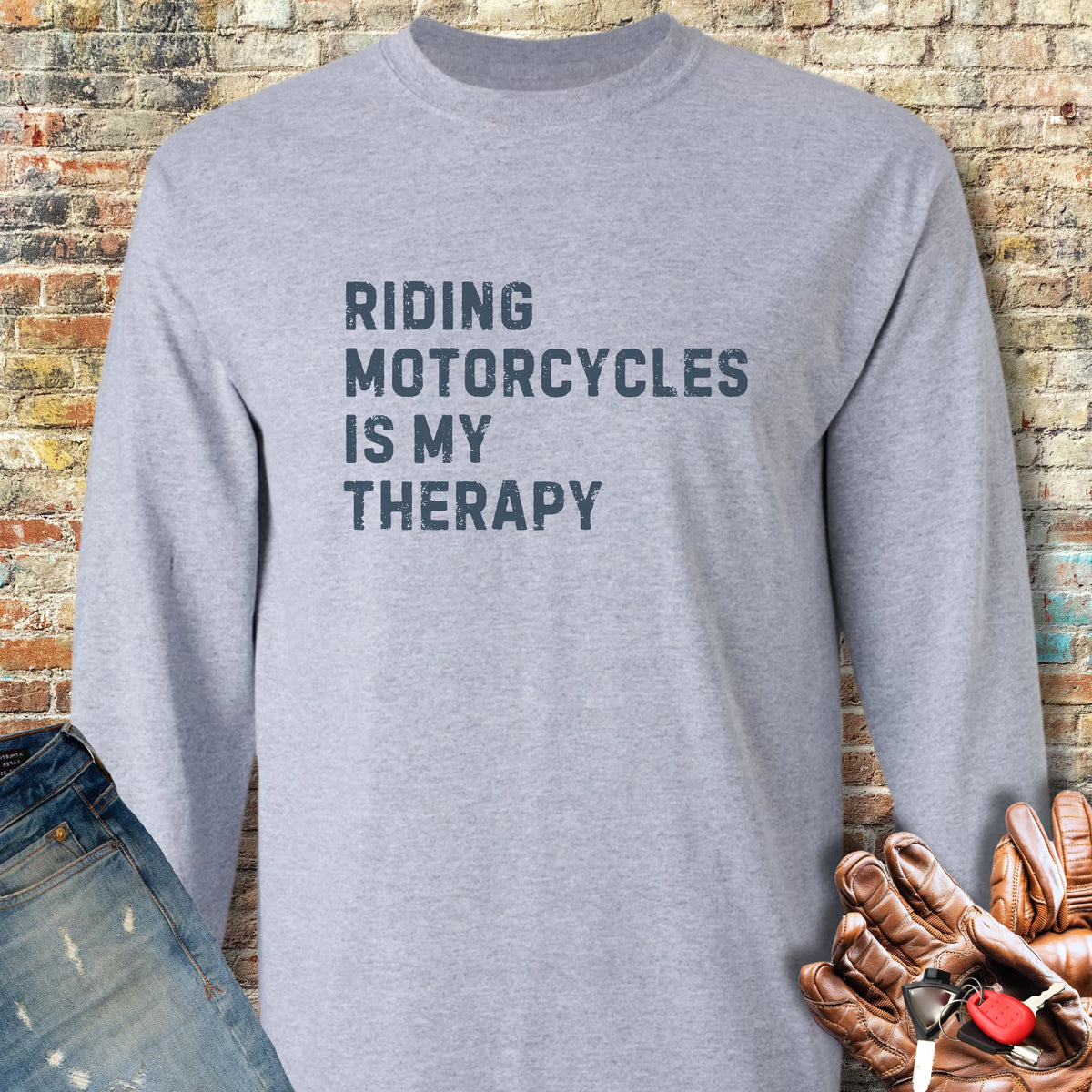 Therapy (Text) Long Sleeve T-Shirt - Sport Grey