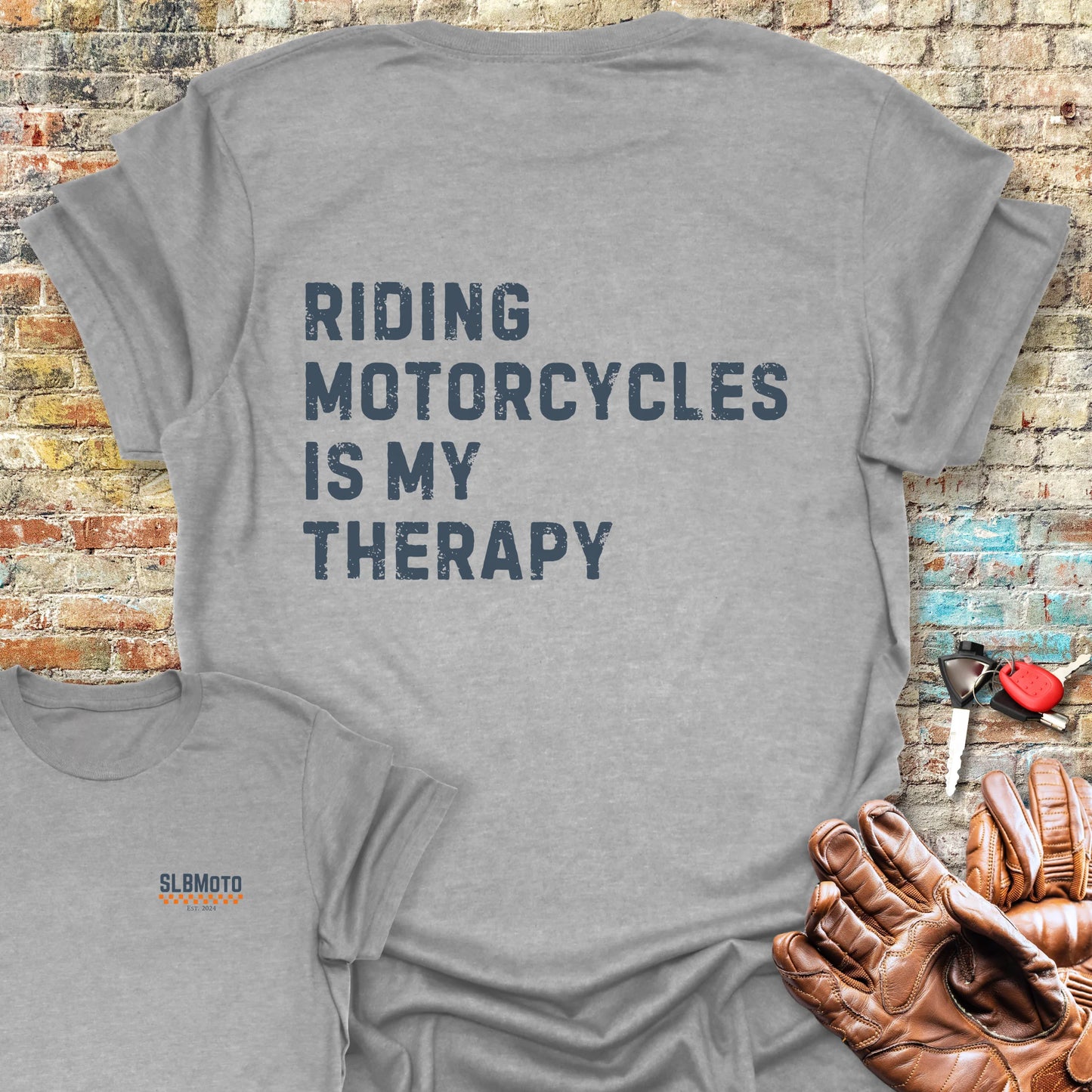 Therapy (Text) Back Print T-Shirt - Sport Grey